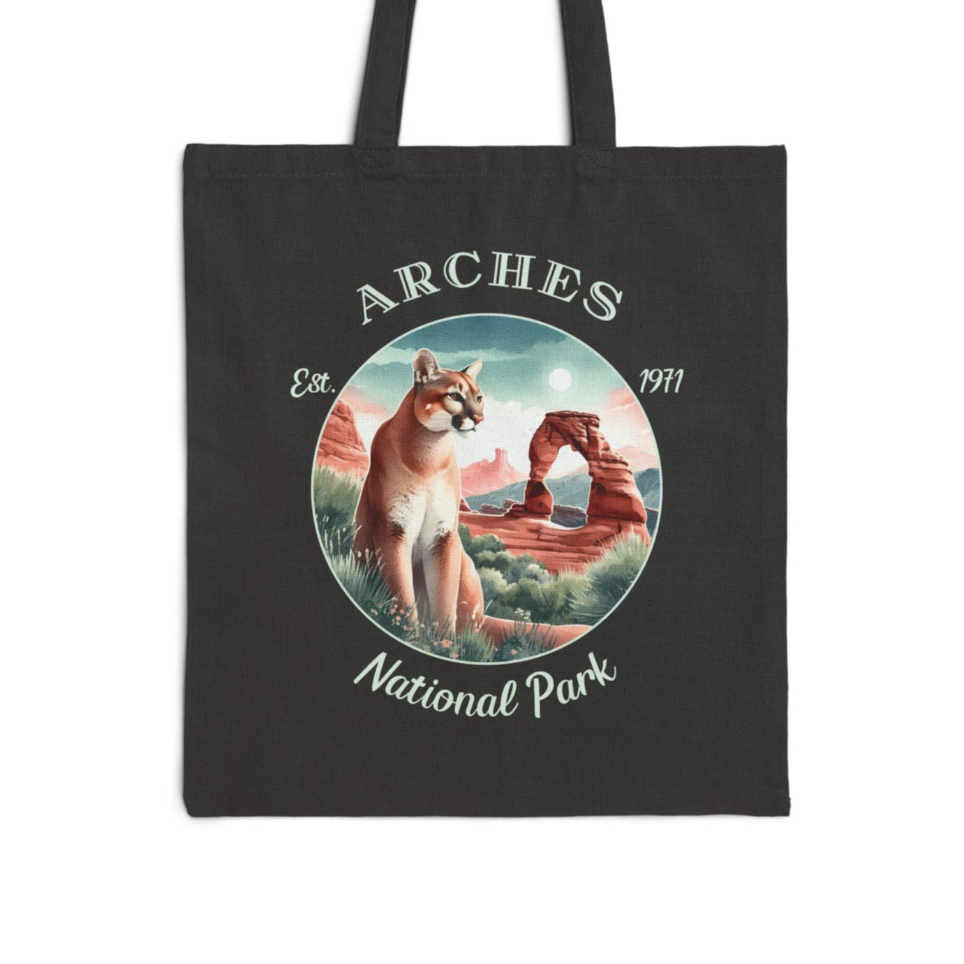 arches national park black Tote cool gift for boyfriend, nice gift for wife and her wild adventure through np in usa, great statement bag for wildlife preservation supporters and enthusiasts