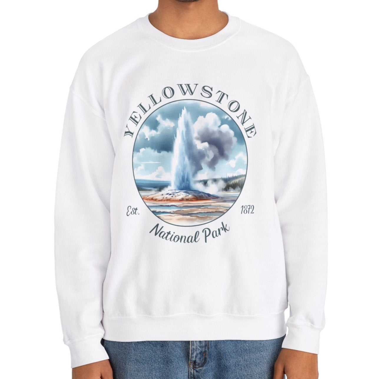 us yellowstone white sweatshirt great gift for girlfriend, mindful present for husband emberking on his journey to us np, apparel for those who live wild life and love us national parks