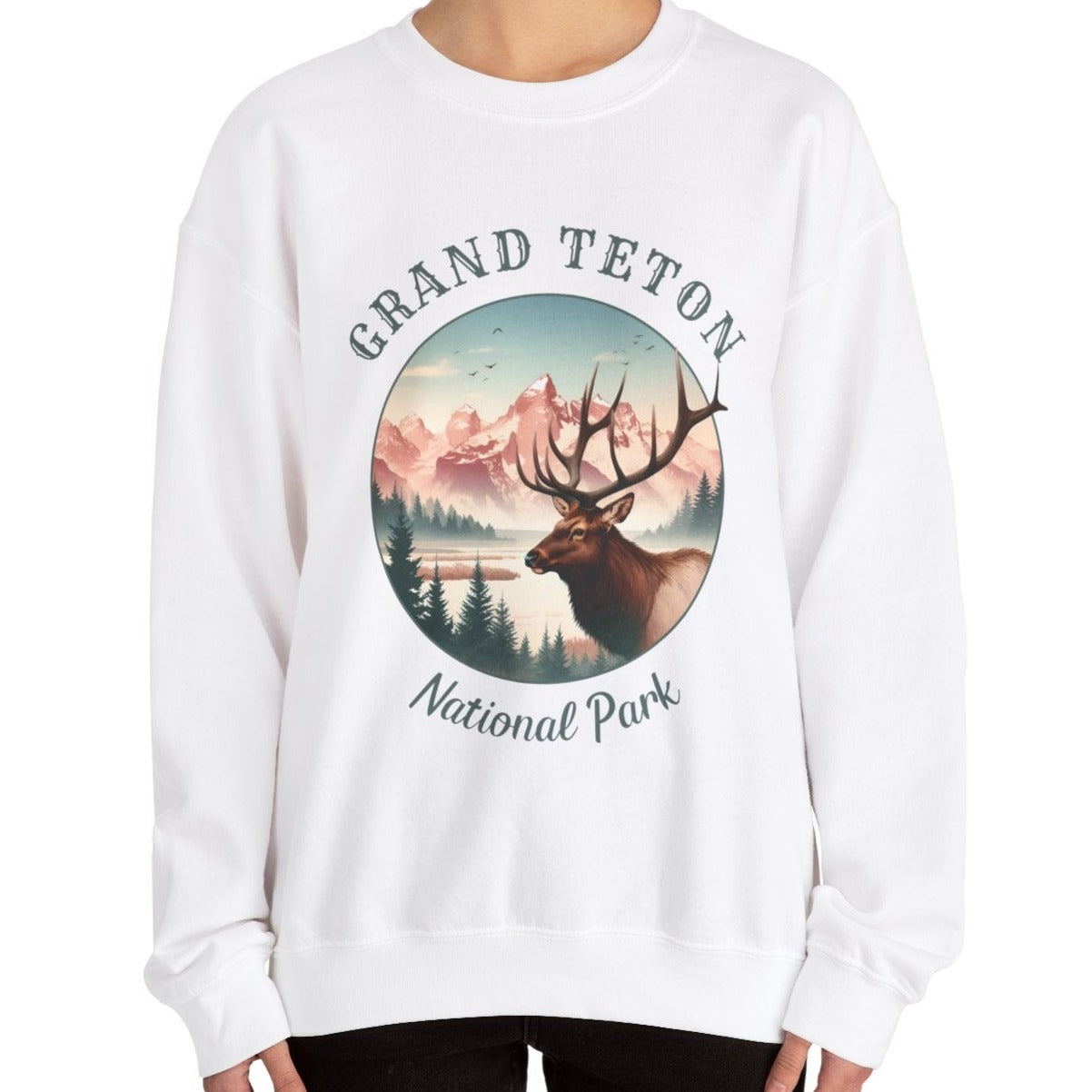 us grand teton park sweatshirt is great gift for girlfriend, mindful present for husband emberking on his journey to us np, accessories for those who live wild life and love us national parks, white oversized sweatshirt