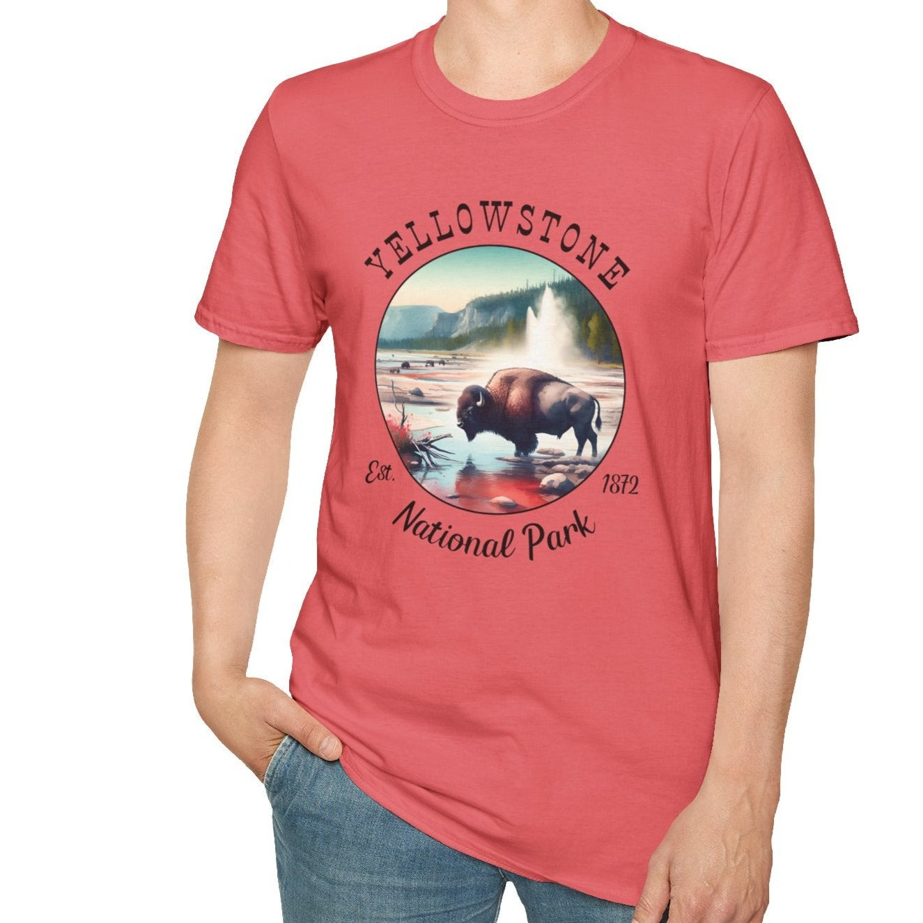 Yellow park tee cool gift for boyfriend, nice gift for wife and her wild adventure through np in usa, great statement shirt for wildlife preservation supporters and enthusiasts