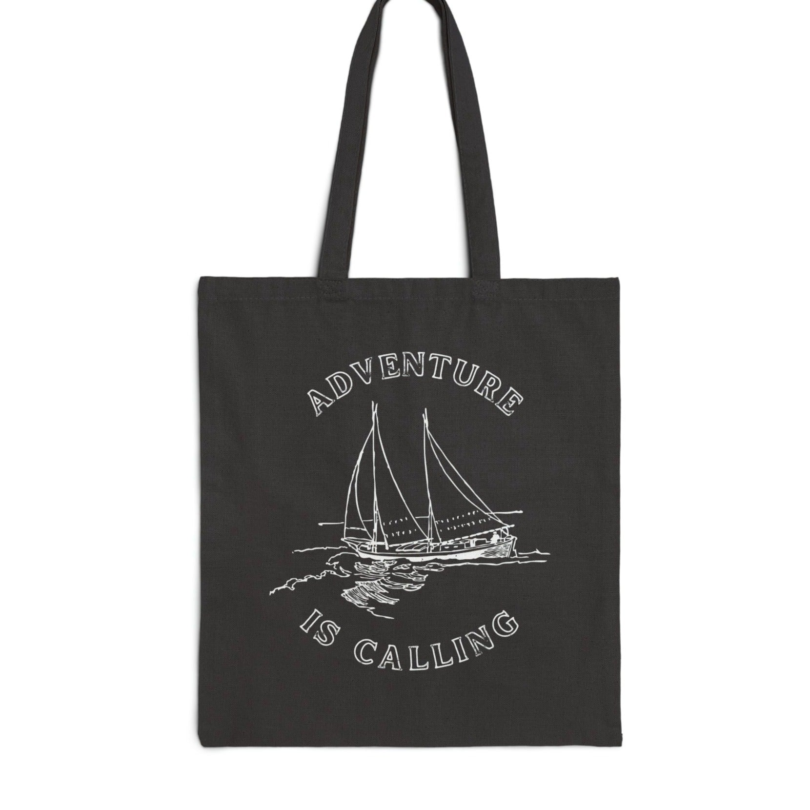 black yacht ship tote bag for wife, gift for woman , great invitation gift to sailing adventure holiday trip, design of white sailboat on the ocean