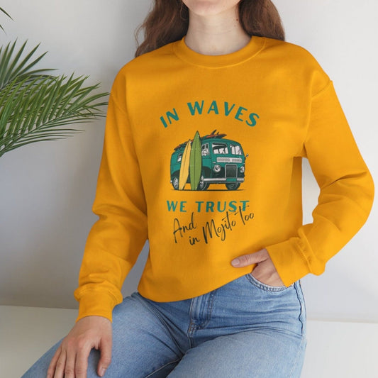 In waves we trust, Surfing Crewneck Sweatshirt