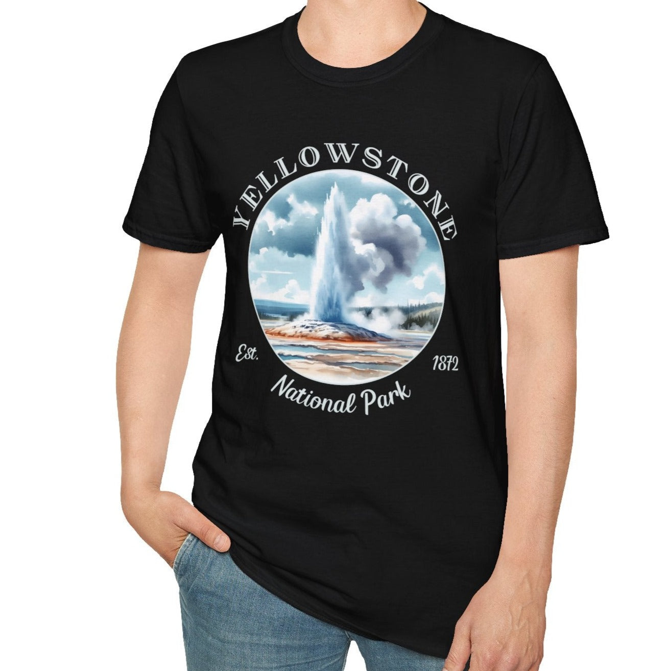 Yellow park black tee cool gift for boyfriend, nice gift for wife and her wild adventure through np in usa, great statement shirt for wildlife preservation supporters and enthusiasts