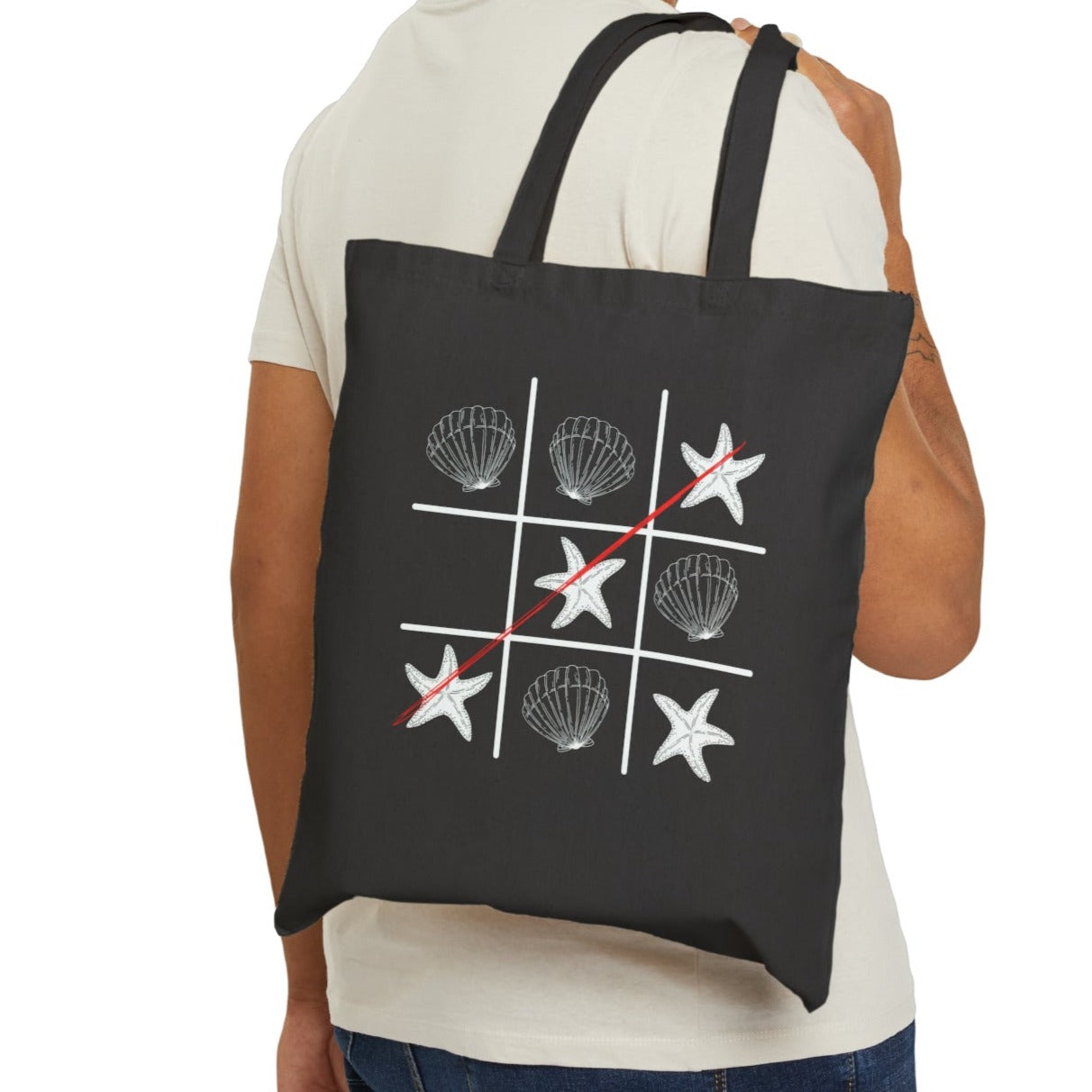 Shells and Stars tic-tac-toe Canvas Tote Bag