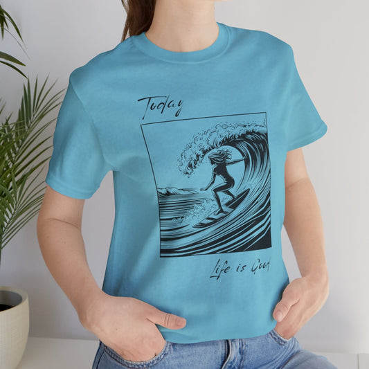 light blue t shirt for women surfers, design t shirt for surfing girls, cool present for surf moms