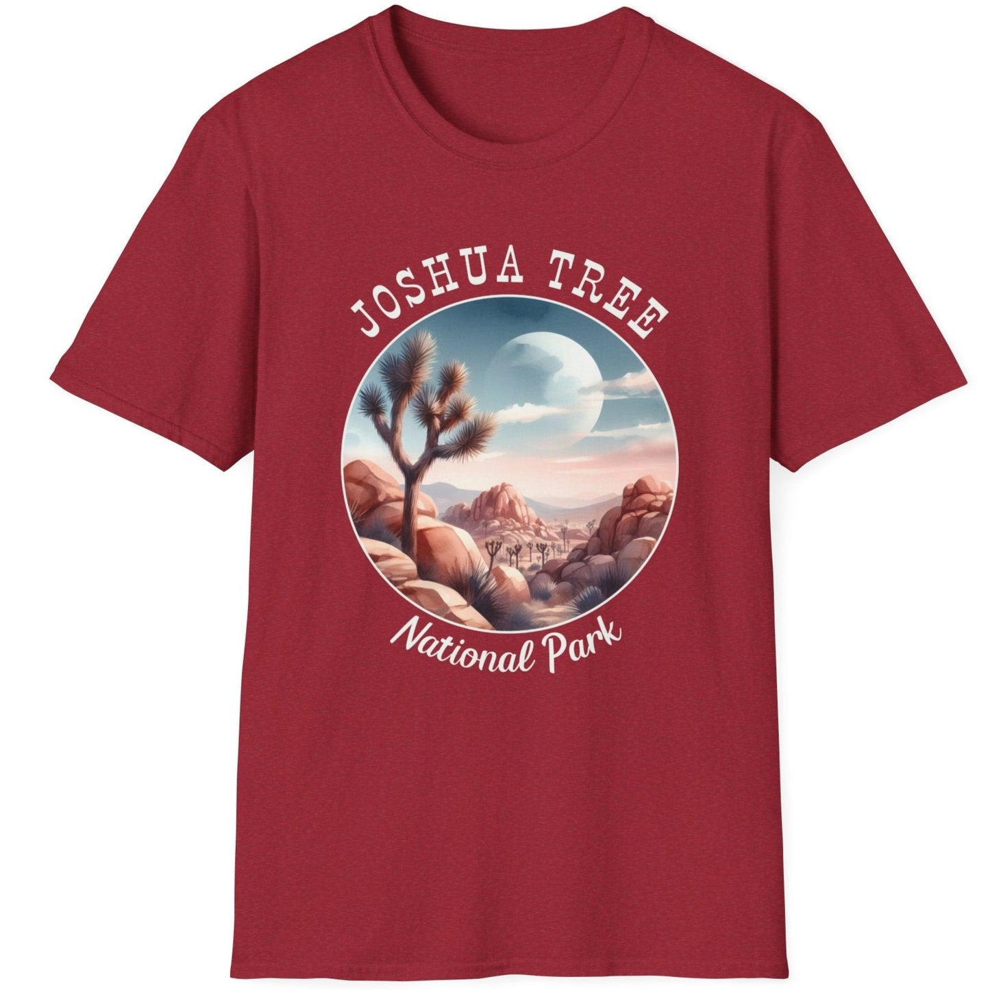 Joshua Tree national park usa  t-shirt nice gifts for loved ones, perfect for enthusiast hikers to explore us parks. Live wild, live free, live full life, red tee