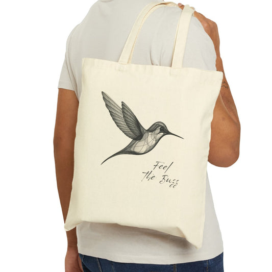 Feel the buzz, Hummingbird Cotton Canvas Tote Bag