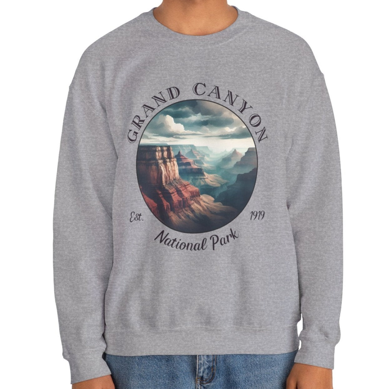 Grand Canyon national park grey sweatshirt great gift for girlfriend, mindful present for husband emberking on his journey to us np, apparel for those who live wild life and love us national parks