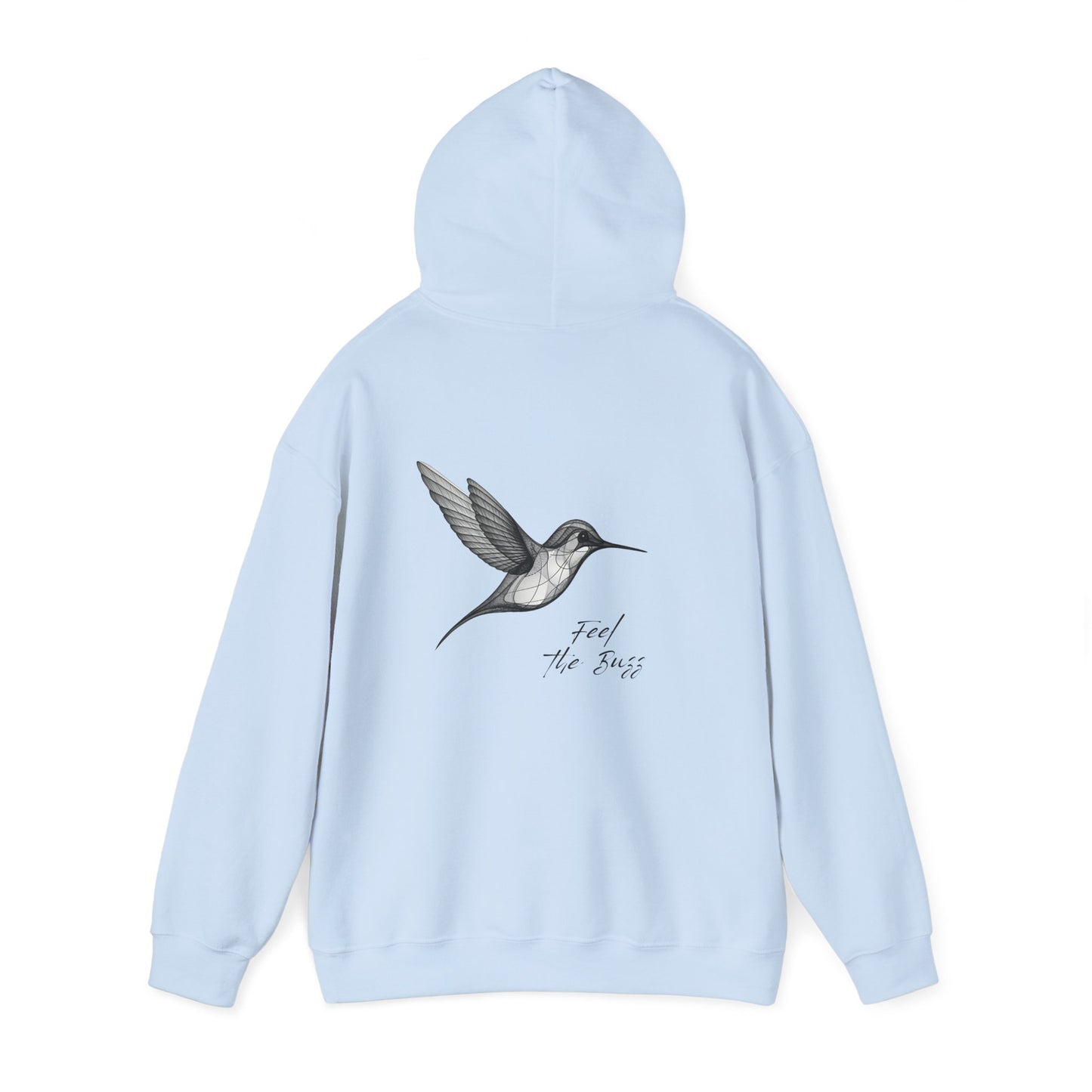 Feel the Buzz, Hummingbird hoodie, design on the back