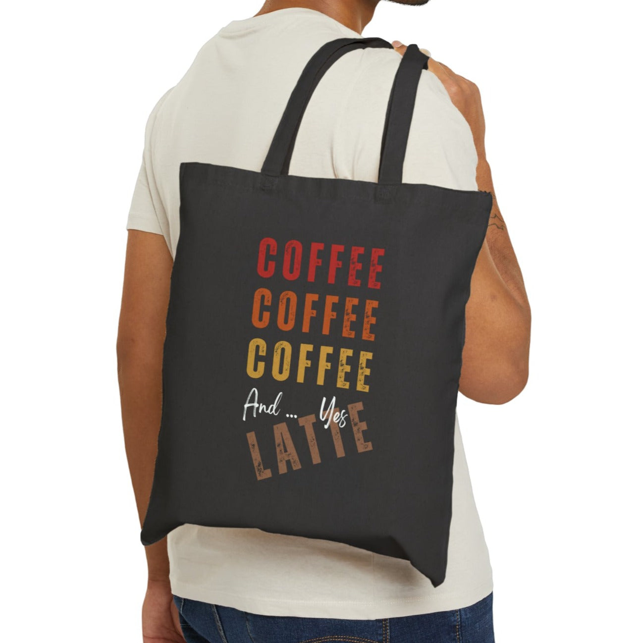 Bolso tote de lona de algodón con café y café con leche