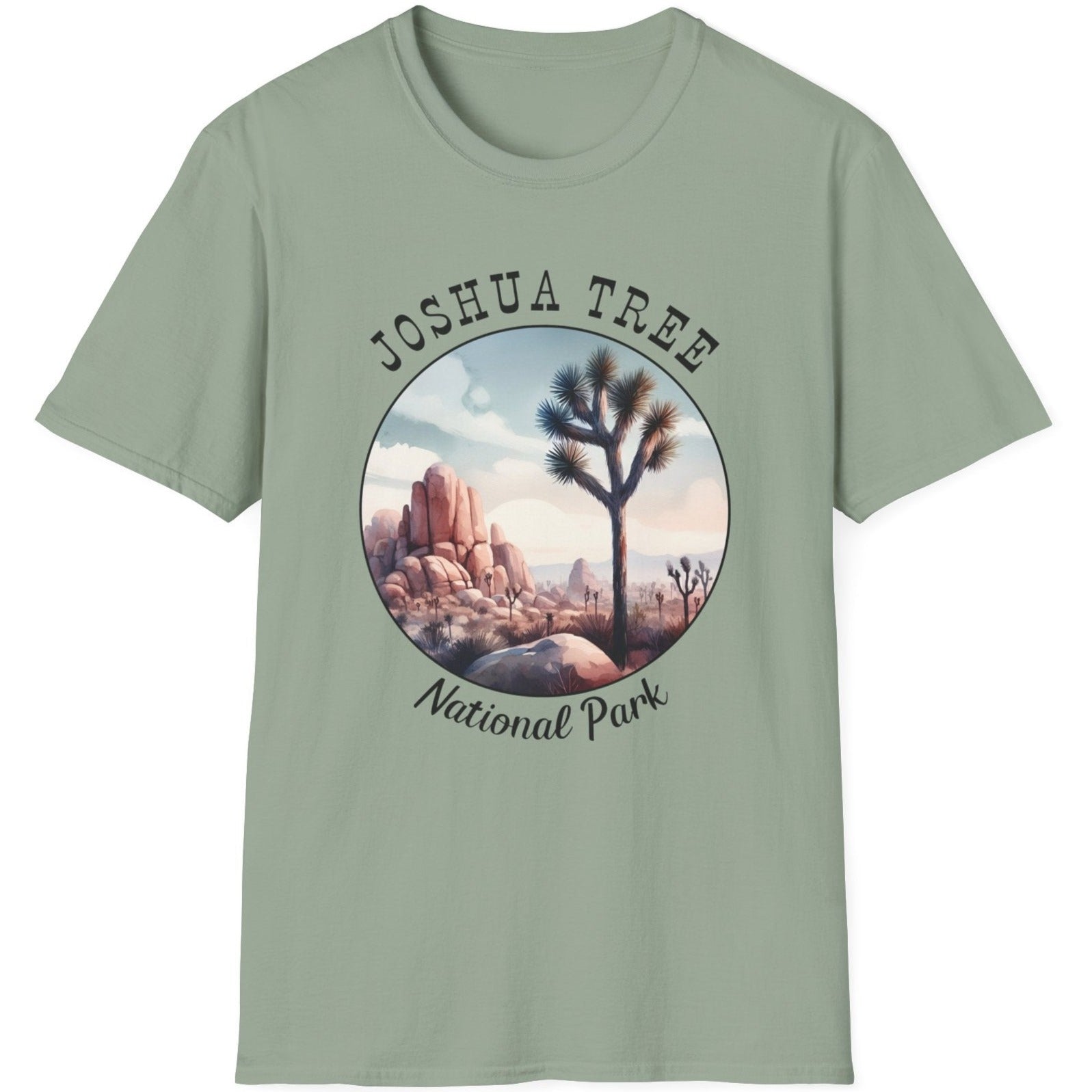 Joshua Tree national park tee cool gift for boyfriend, nice gift for wife wild adventure through np in usa, good statement shirt for wildlife preservation supporters and enthusiasts, green sage shirt