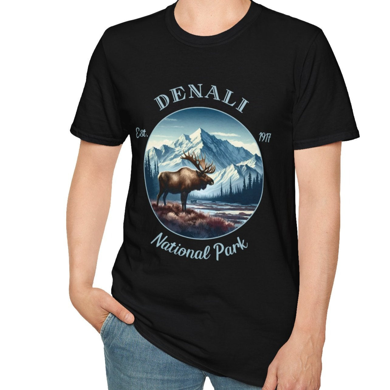 us Denali national park t-shirt nice gift for girlfriend, mindful present for husband on journey to us np, apparel to live wild life and love us national parks, balck shirt