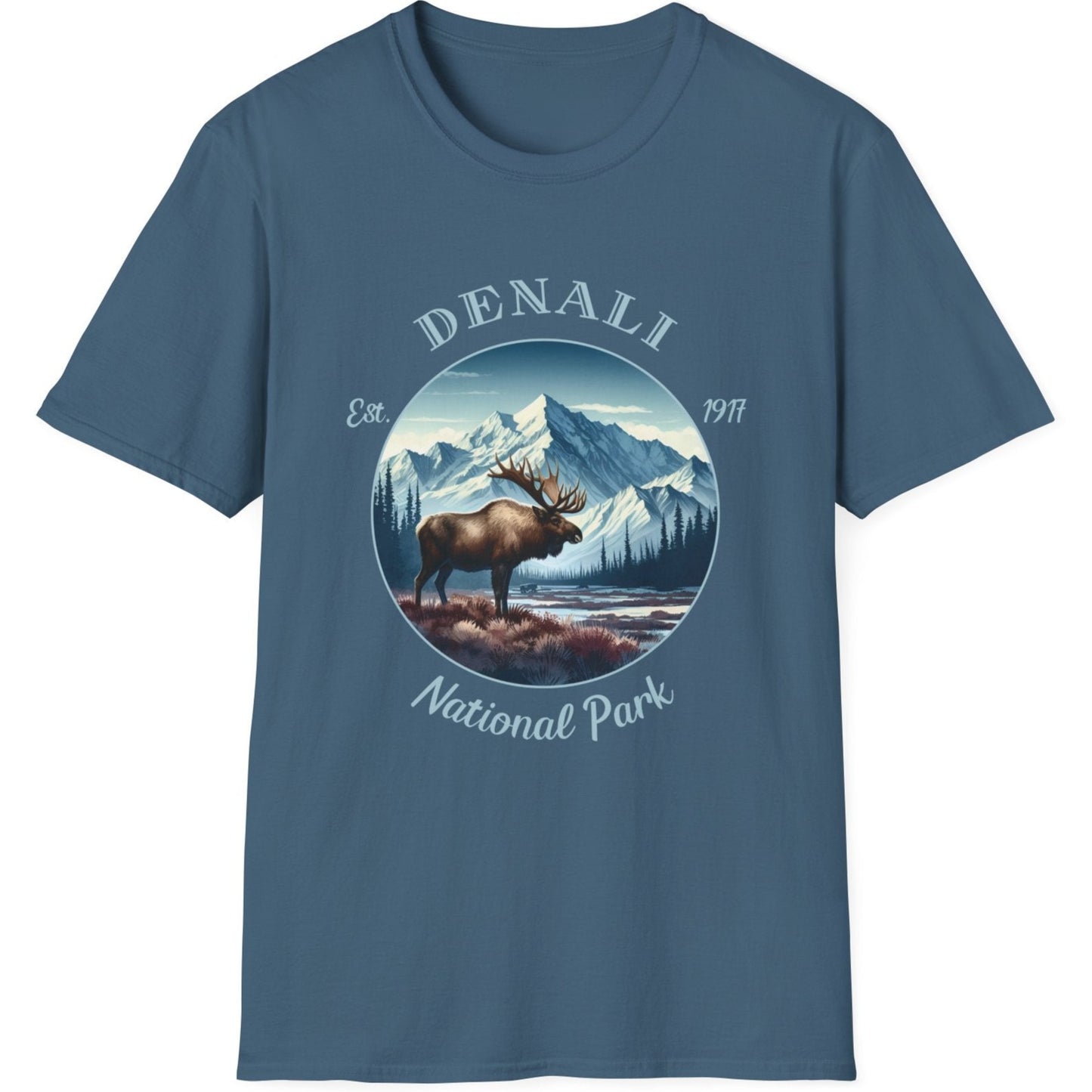 Denali national park usa  t-shirt nice gifts for loved ones, perfect for enthusiast hikers to explore us parks. Live wild, live free, live full life, blue t shirt