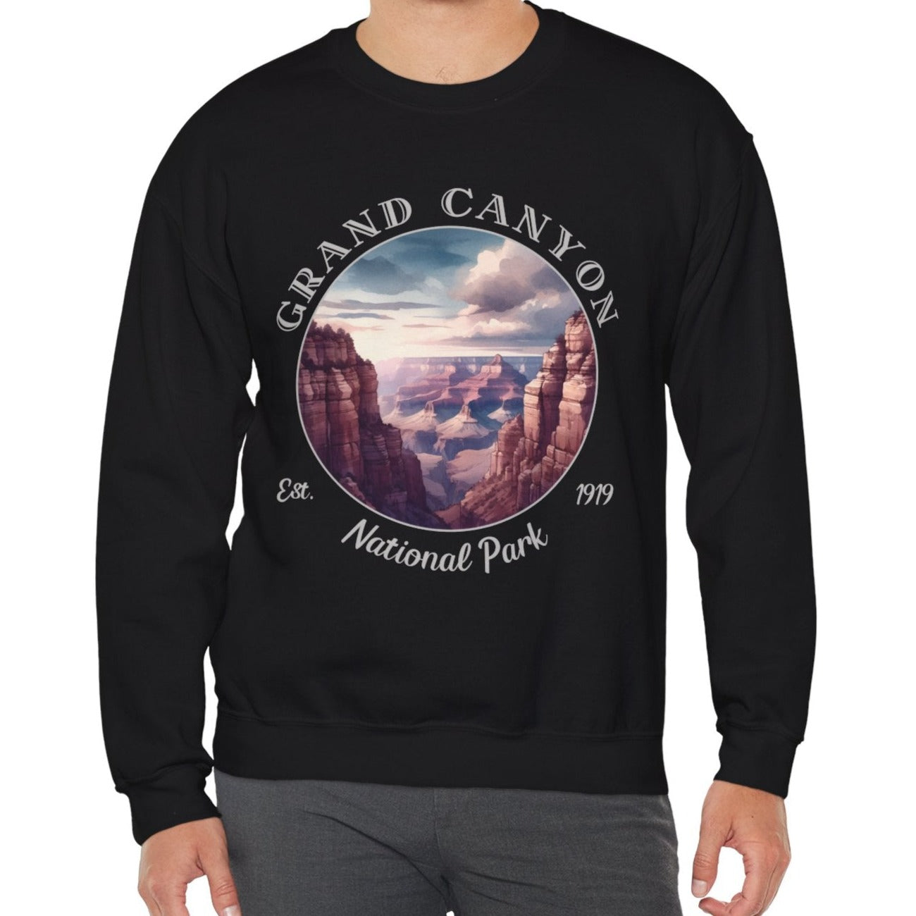 Grand Canyon national park black sweatshirt great gift for girlfriend, mindful present for husband emberking on his journey to us np, apparel for those who live wild life and love us national parks