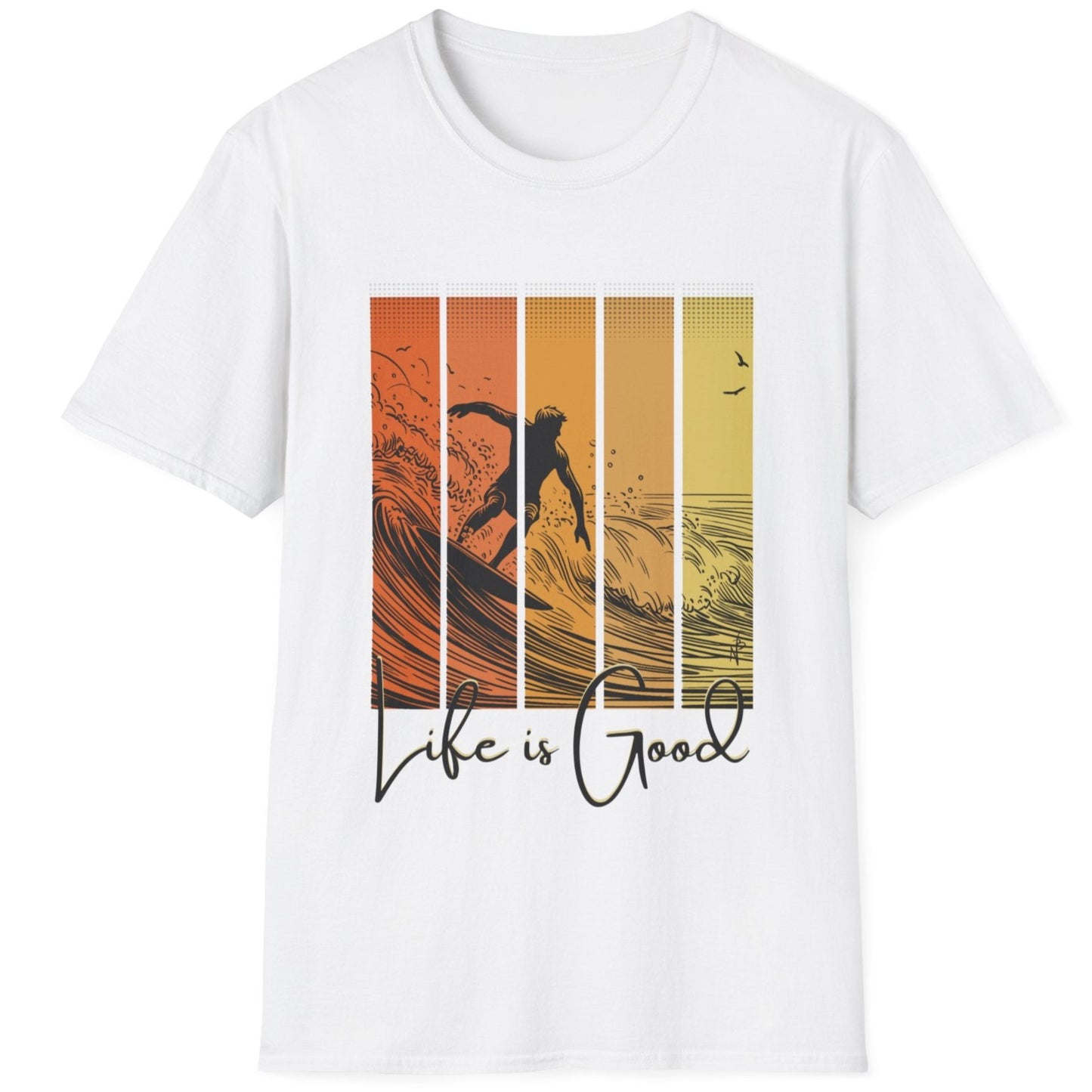 Amazing surfer t shirt for man white, cool gift for active man, present for surfer and wave lovers of active life and fun beach parties