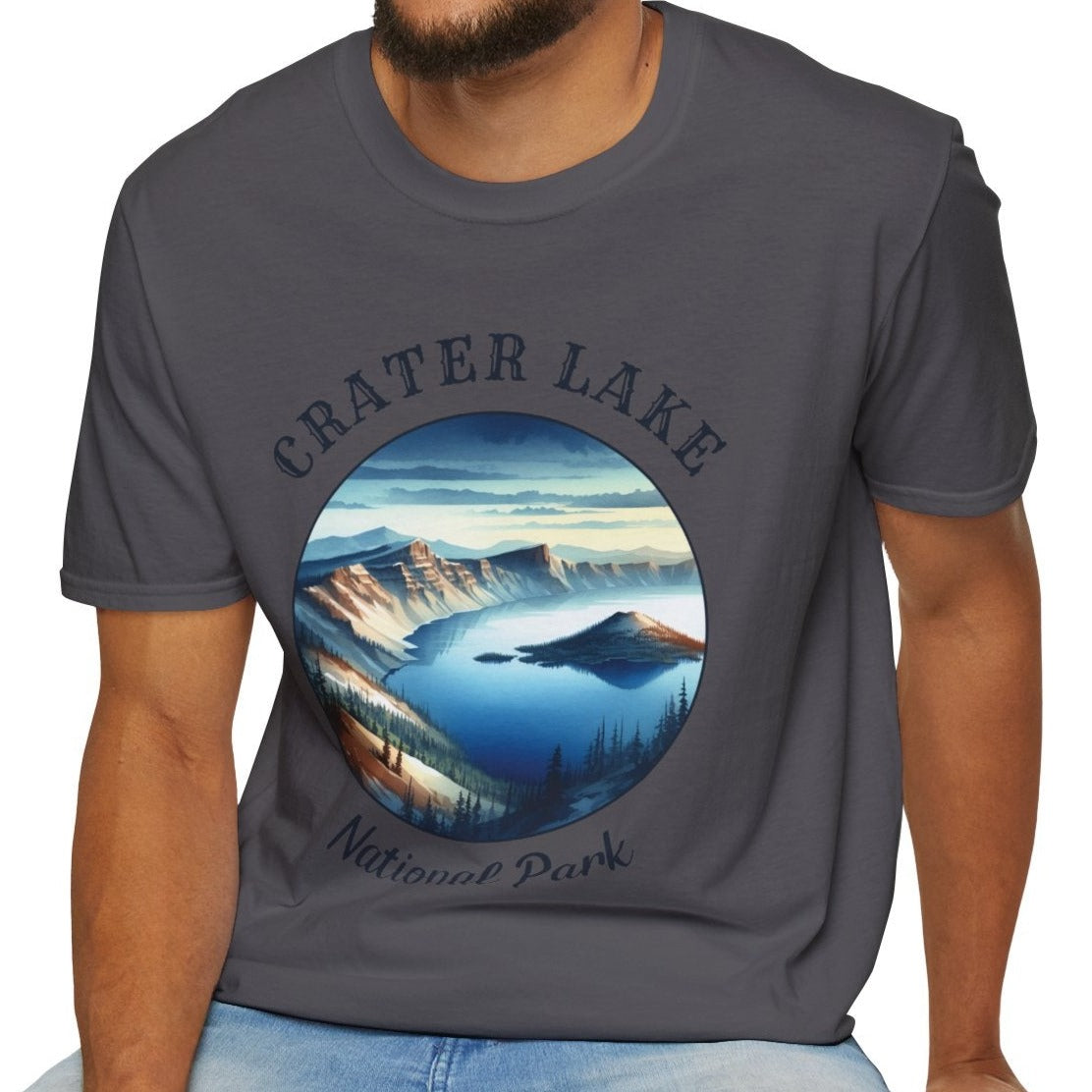 Crater Lake national park usa  t-shirt nice gifts for loved ones, perfect for enthusiast hikers to explore us parks. Live wild, live free, live full life, grey t-shirt, oversized t shirt