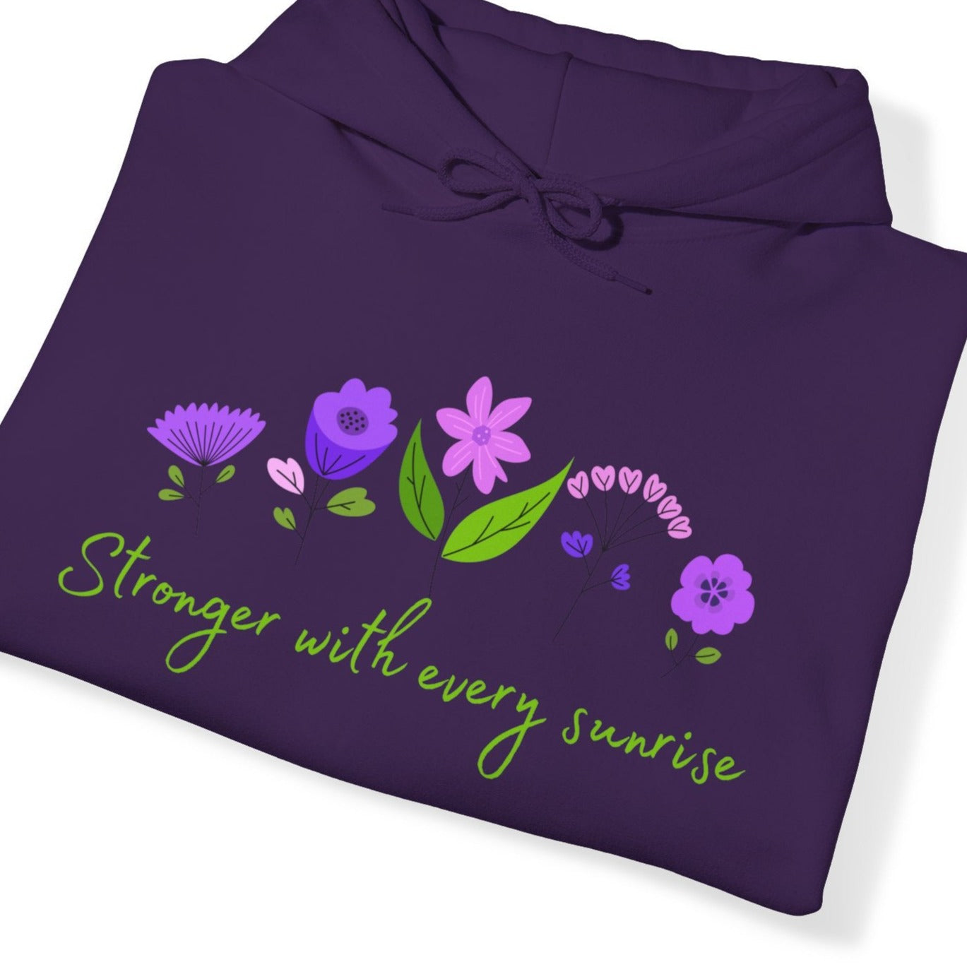 sassy purple hoodie with empowering design, sweatshirt with blue flower design, great present , nice get well soon gift