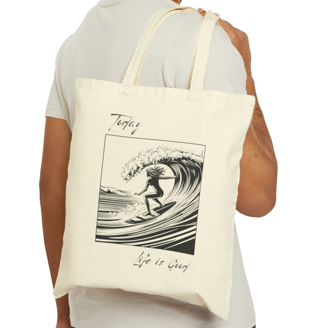 beach bag with surfing theme, summer gift, present for surfers