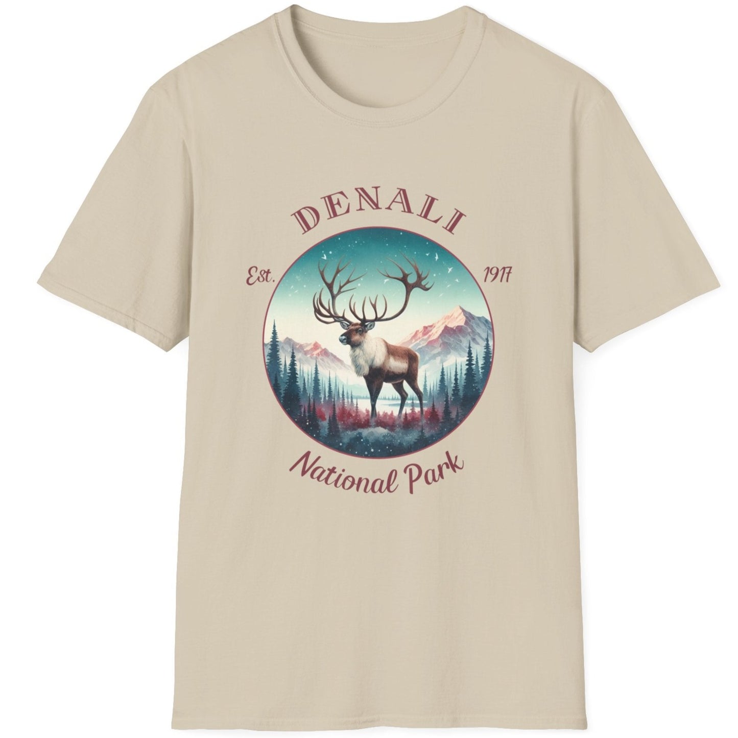 Denali park caribou tee cool gift for boyfriend, nice gift for wife wild adventure through np in usa, good statement shirt for wildlife preservation supporters and enthusiasts, natural t shirt