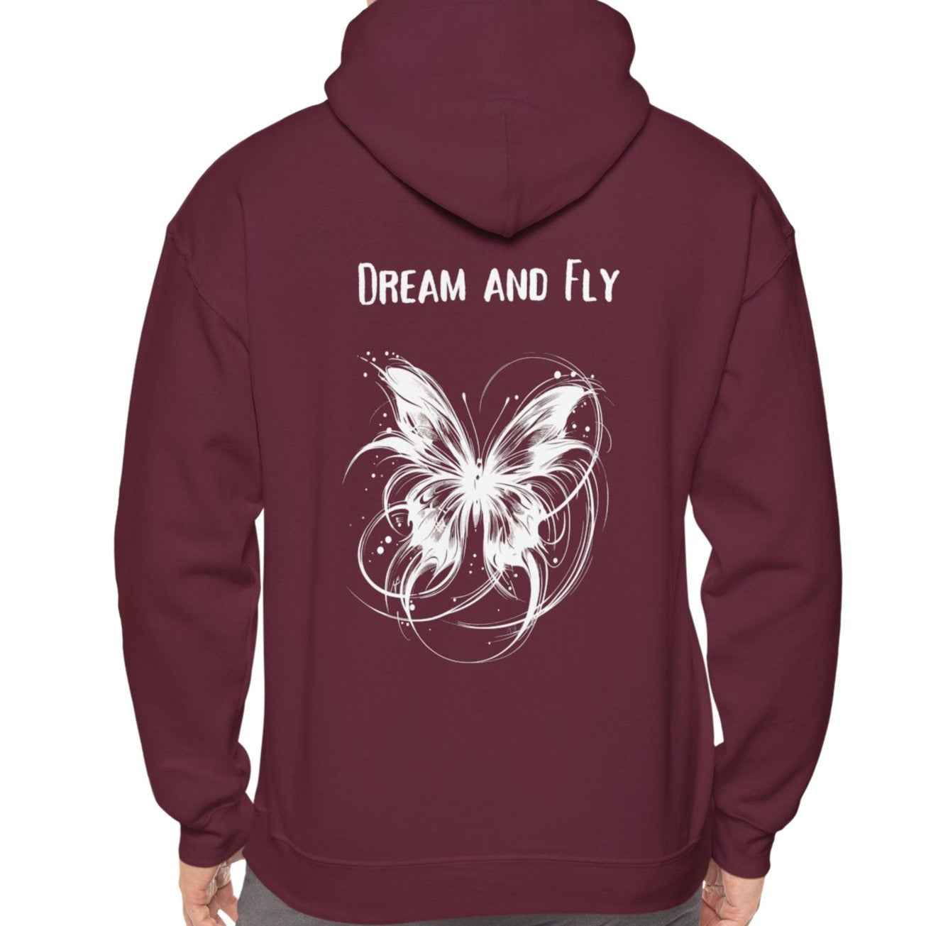 Dream and Fly, Butterfly Hoodie, design on the back