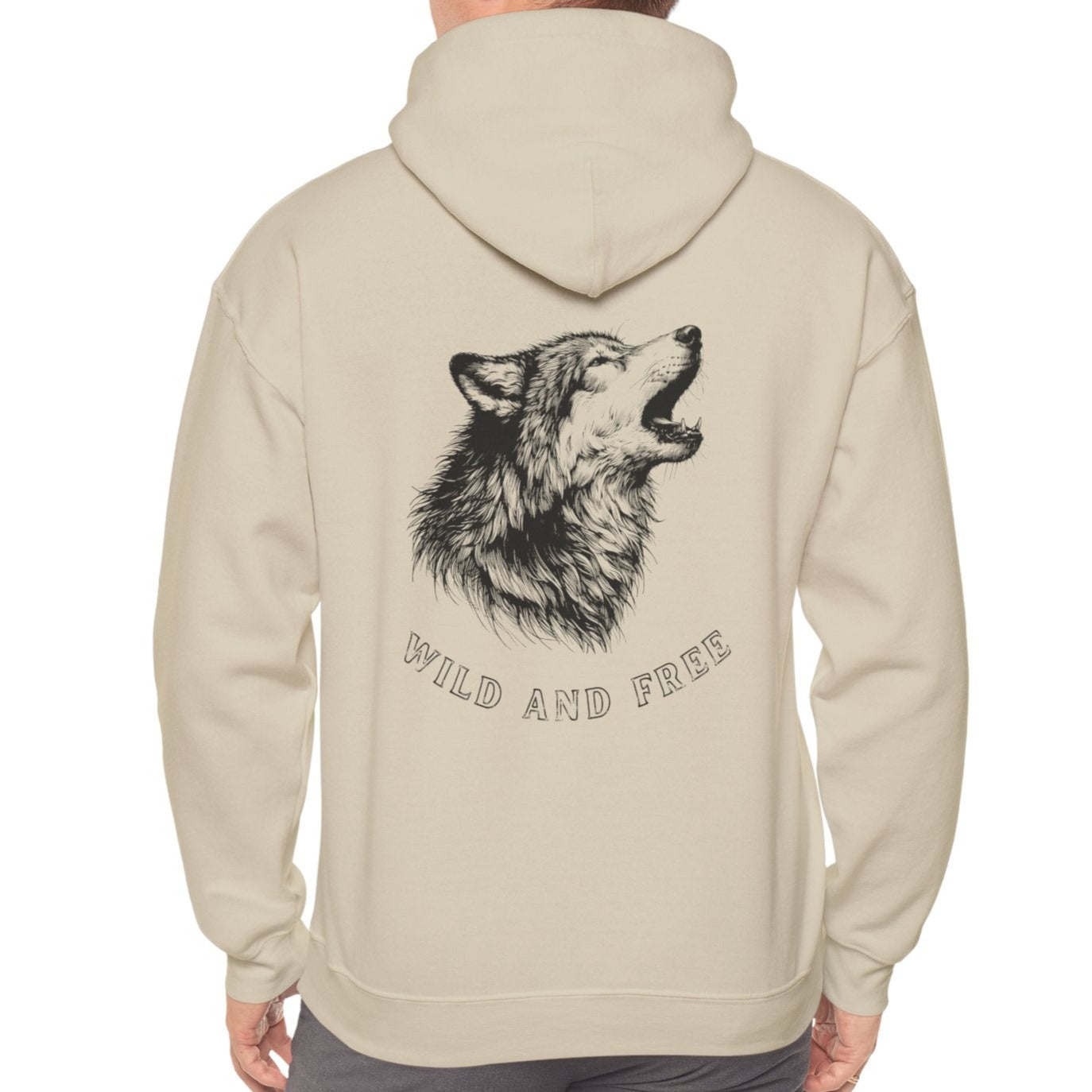 Wild and Free, Male Wolf Hoodie