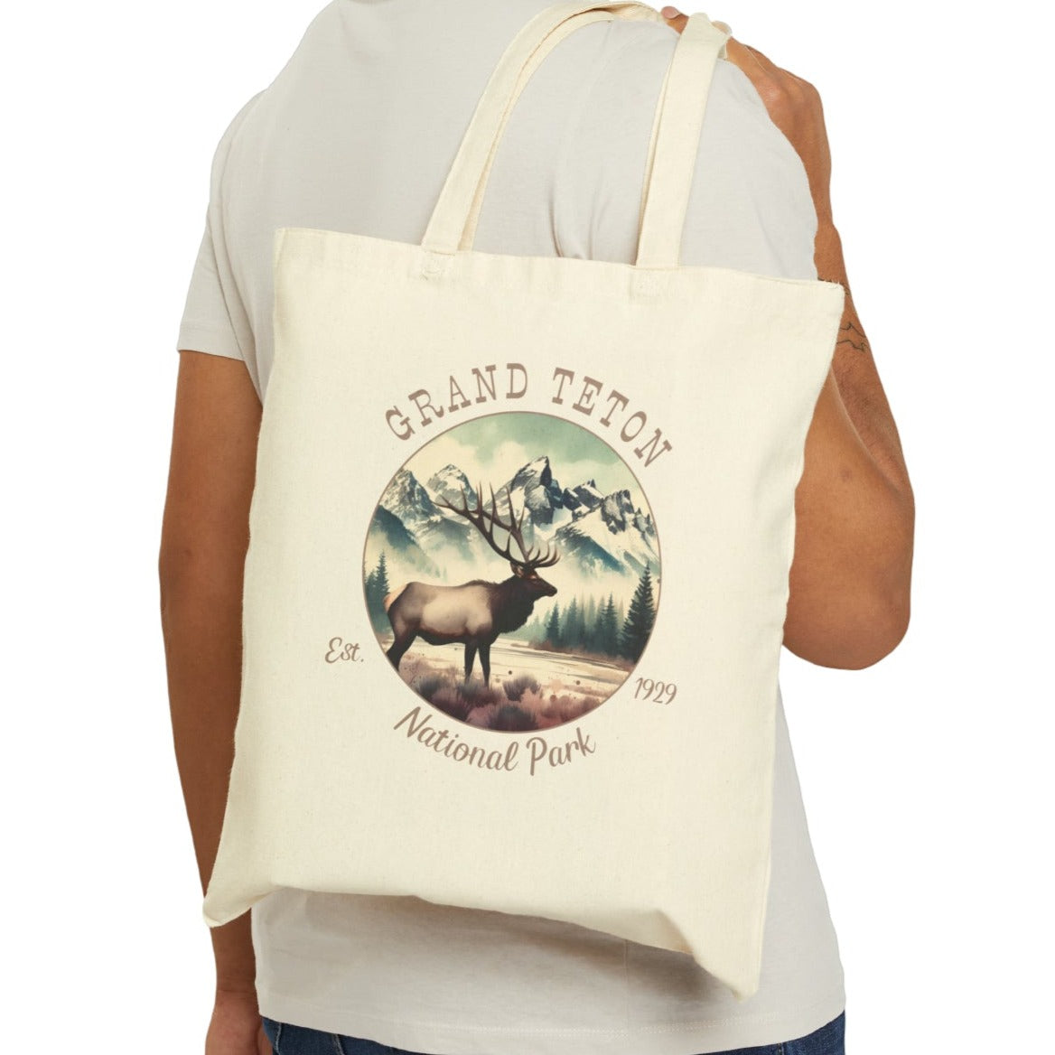 grand teton natural park usa tote bag nice gifts for your loved ones, perfect for enthusiast hikers and explorers of us parks. Live wild, live free, live full