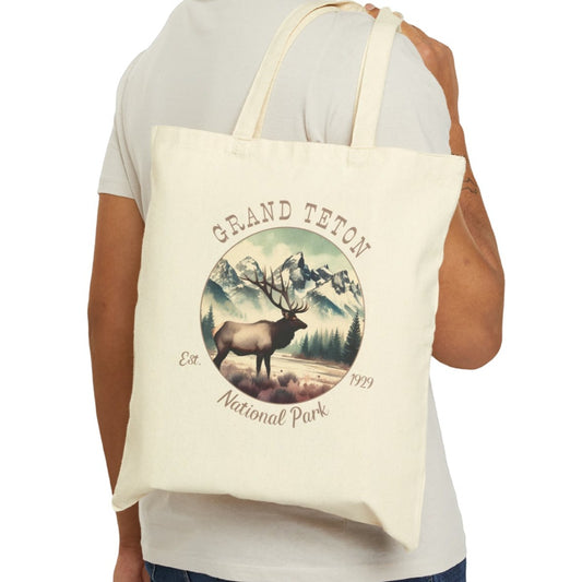 grand teton natural park usa tote bag nice gifts for your loved ones, perfect for enthusiast hikers and explorers of us parks. Live wild, live free, live full