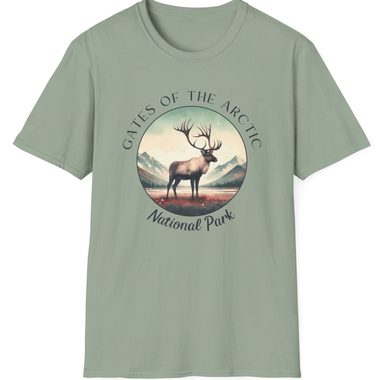 us Gates of the Arctic national park t-shirt nice gift for girlfriend, mindful present for husband on journey to us np, apparel to live wild life and love us national parks, green sage t shirt