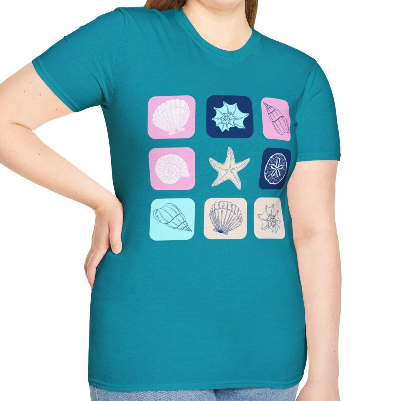 blue design t shirt for women, unisex t shirt with marine design, fun design tee