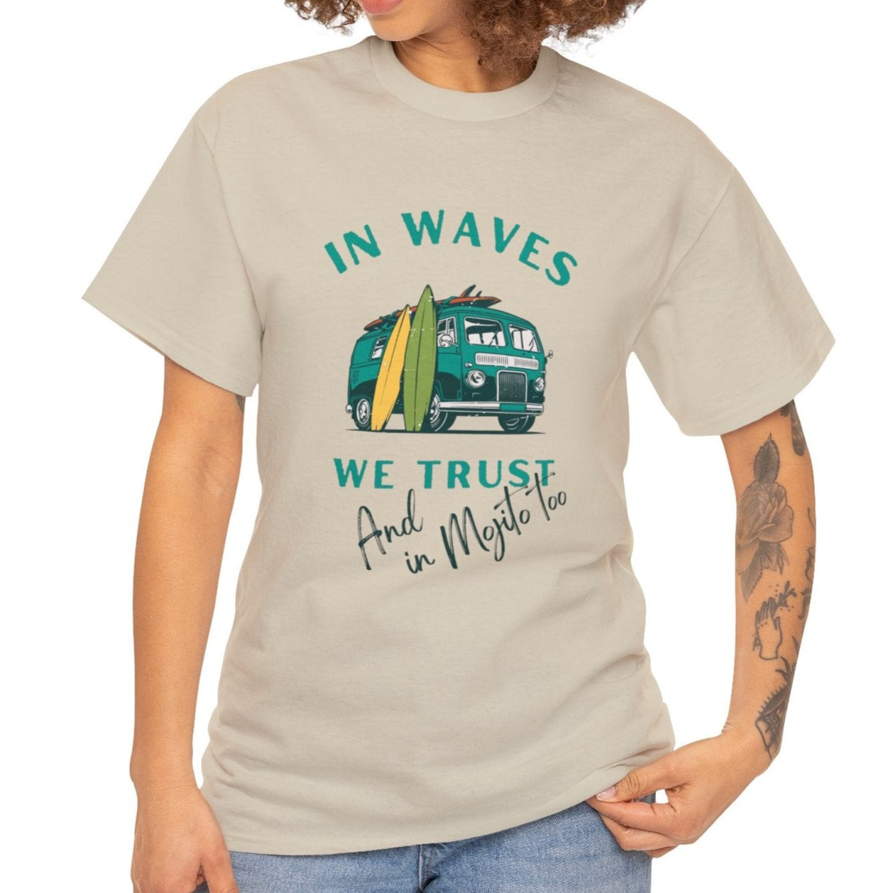 Waves and Mojito, Unisex Heavy Cotton Tee