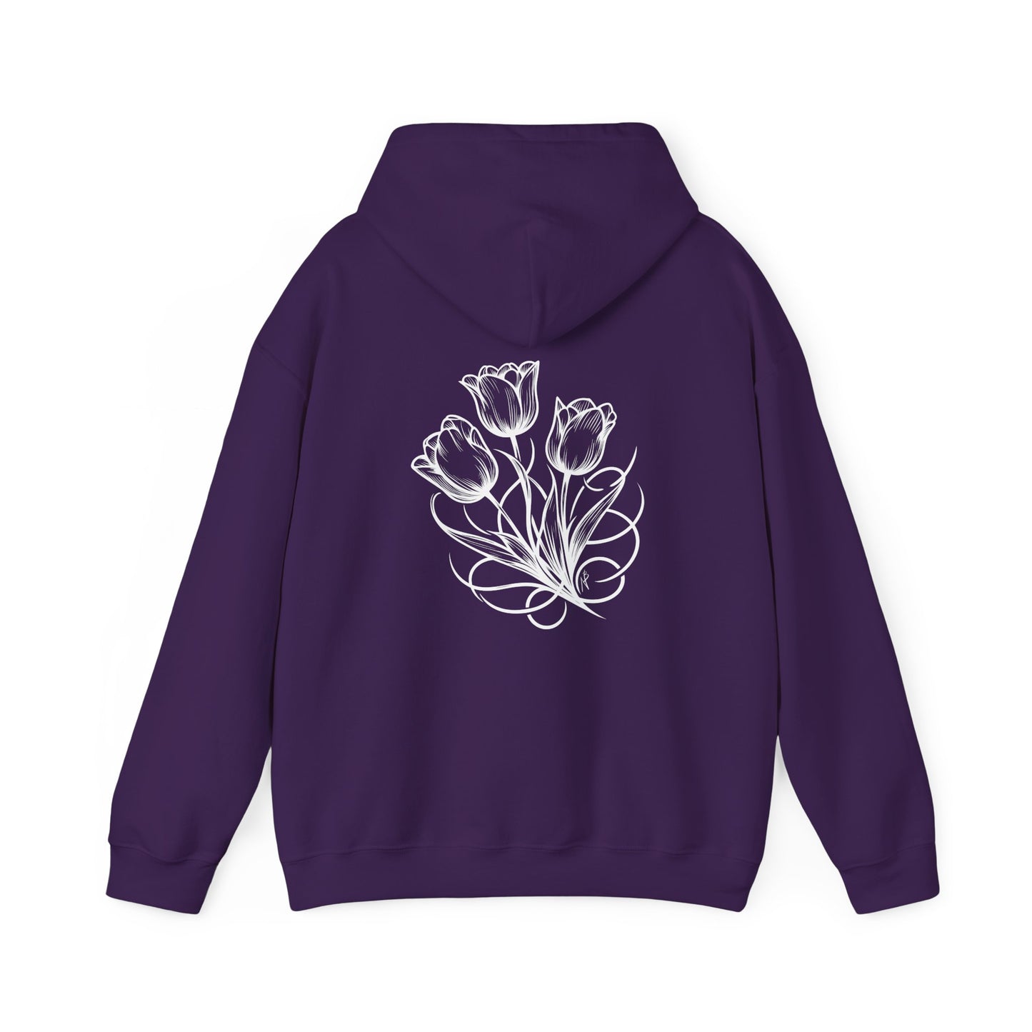 Tulip bunch, Tattoo style Hoodie, design  on the back