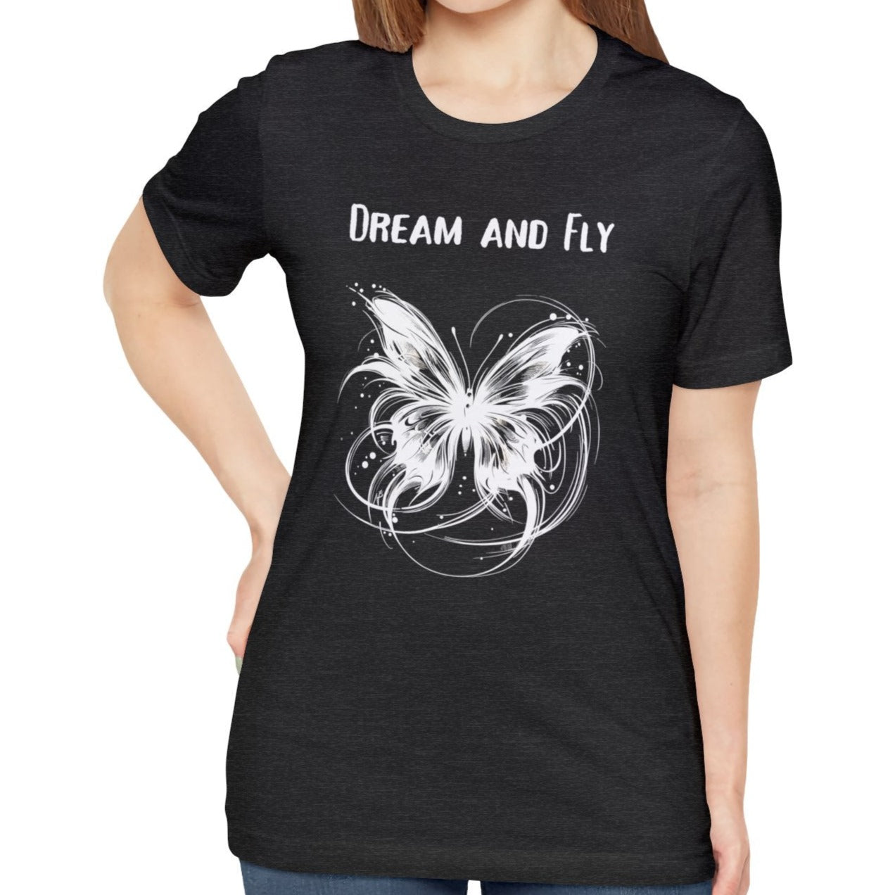 dark Heather Butterfly t shirt for women travelers, cool gifts for girlfriend wild adventure, 