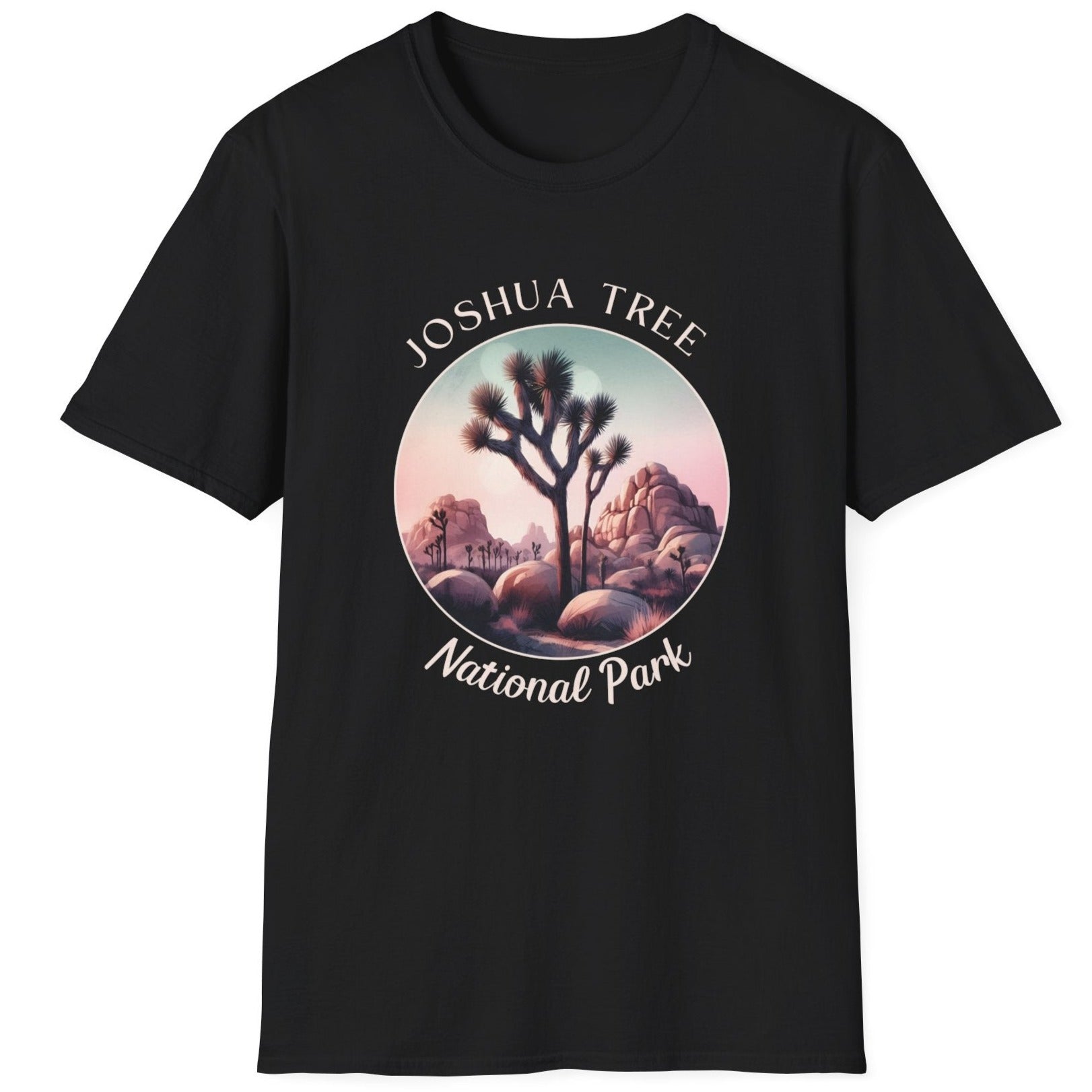 Joshua Tree national park watercolor painting tee cool gift for boyfriend, nice gift for wife wild adventure through np in usa, good statement shirt for wildlife preservation supporters and enthusiasts, black shirt