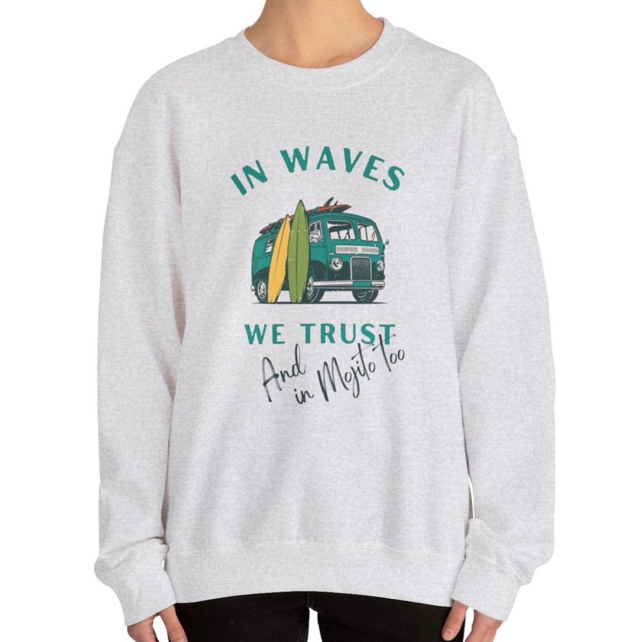 In waves we trust, Surfing Crewneck Sweatshirt