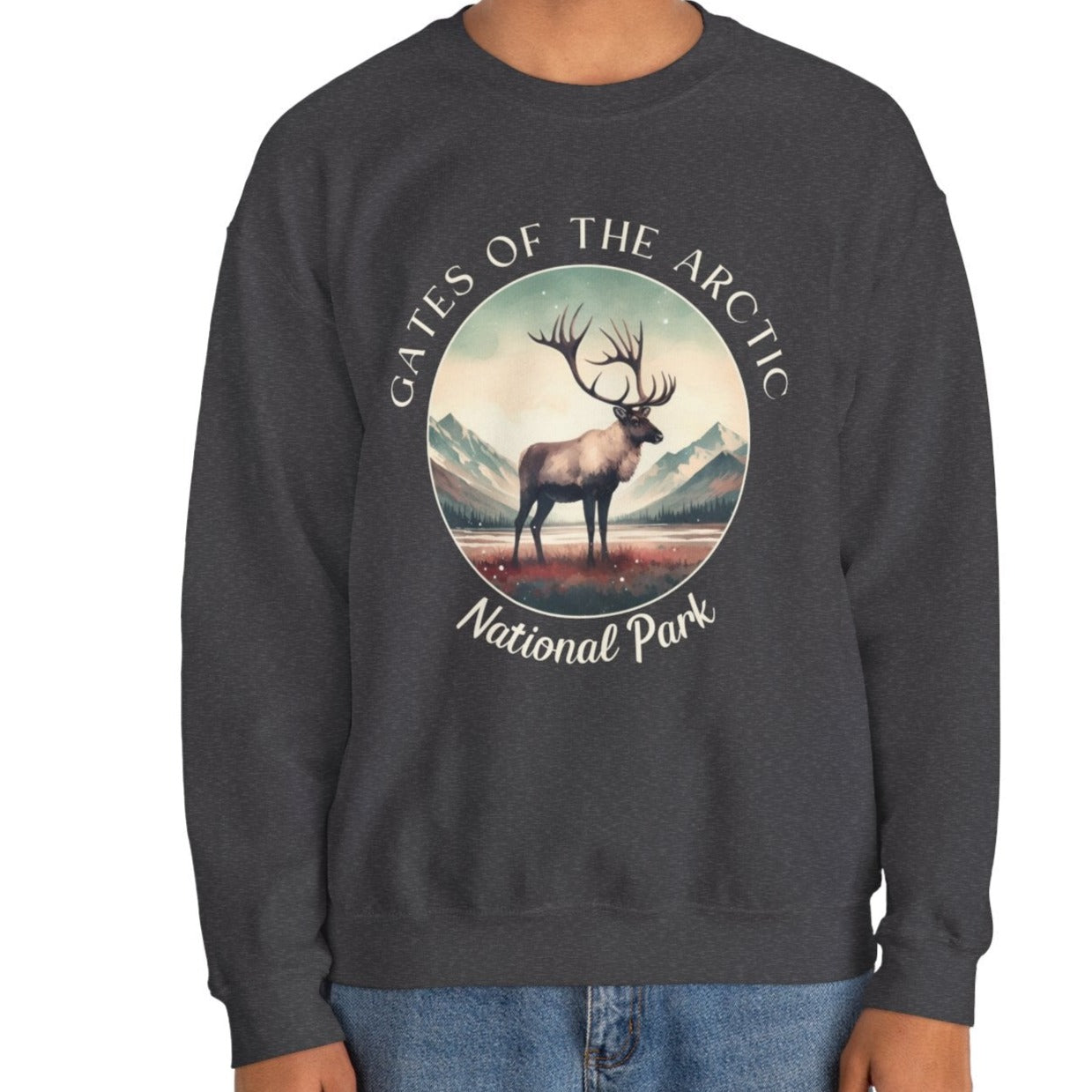 Gates of The Arctic national park grey sweatshirt great gift for girlfriend, mindful present for husband emberking on his journey to us np, apparel for those who live wild life and love us national parks