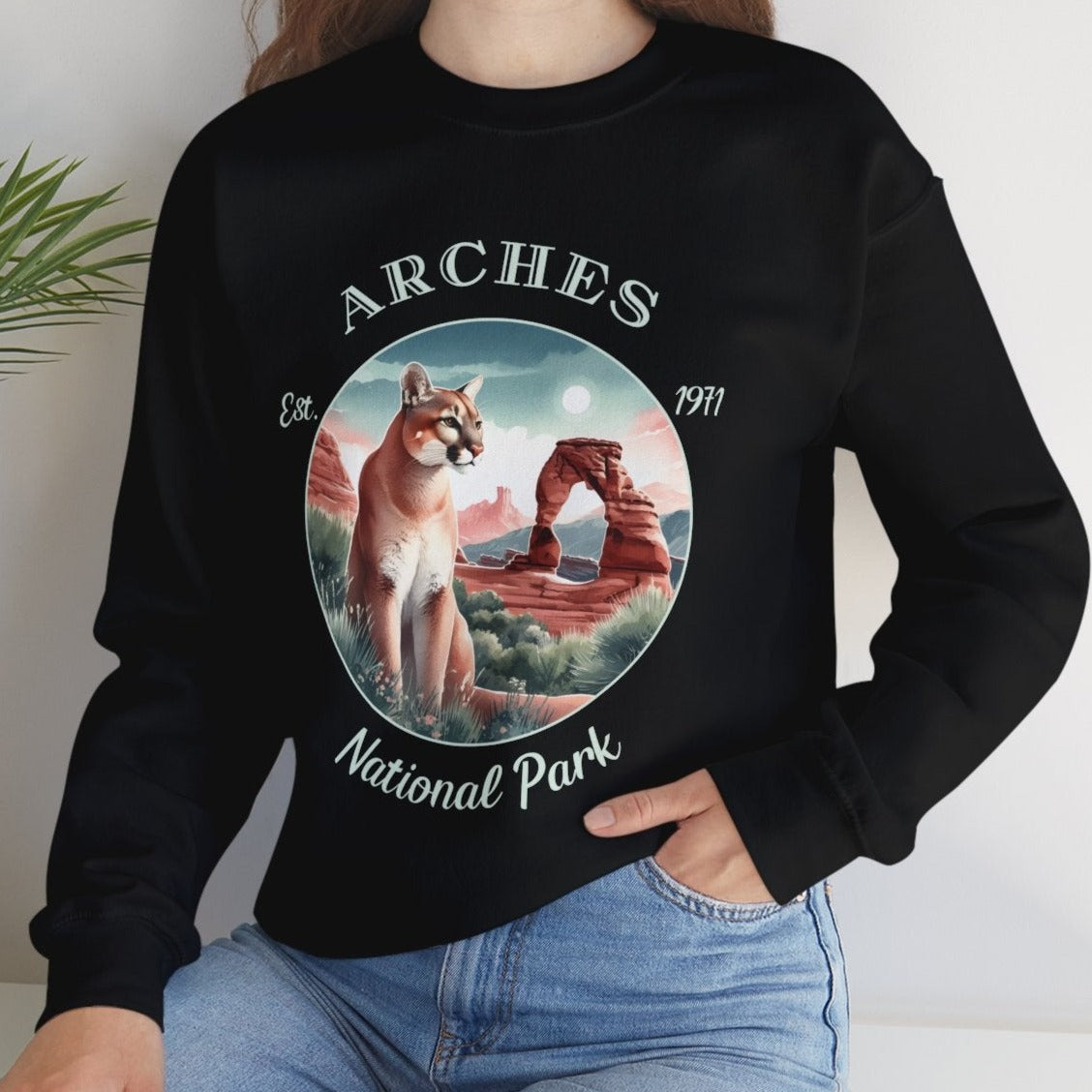 arches national park usa sweatshirt is nice gifts for your loved ones, perfect for enthusiast hikers and explorers of us parks. Live wild, live free, live full, black sweatshirt