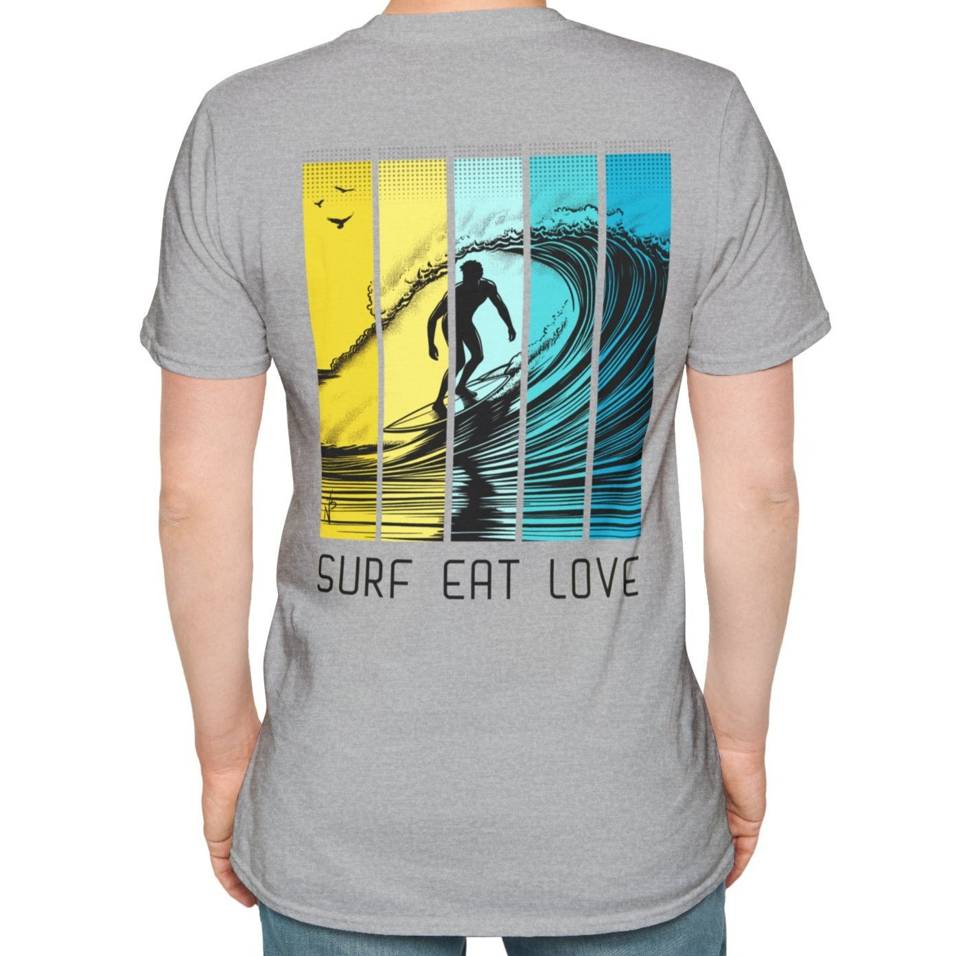 Surf Eat Love T-Shirt, design on the back