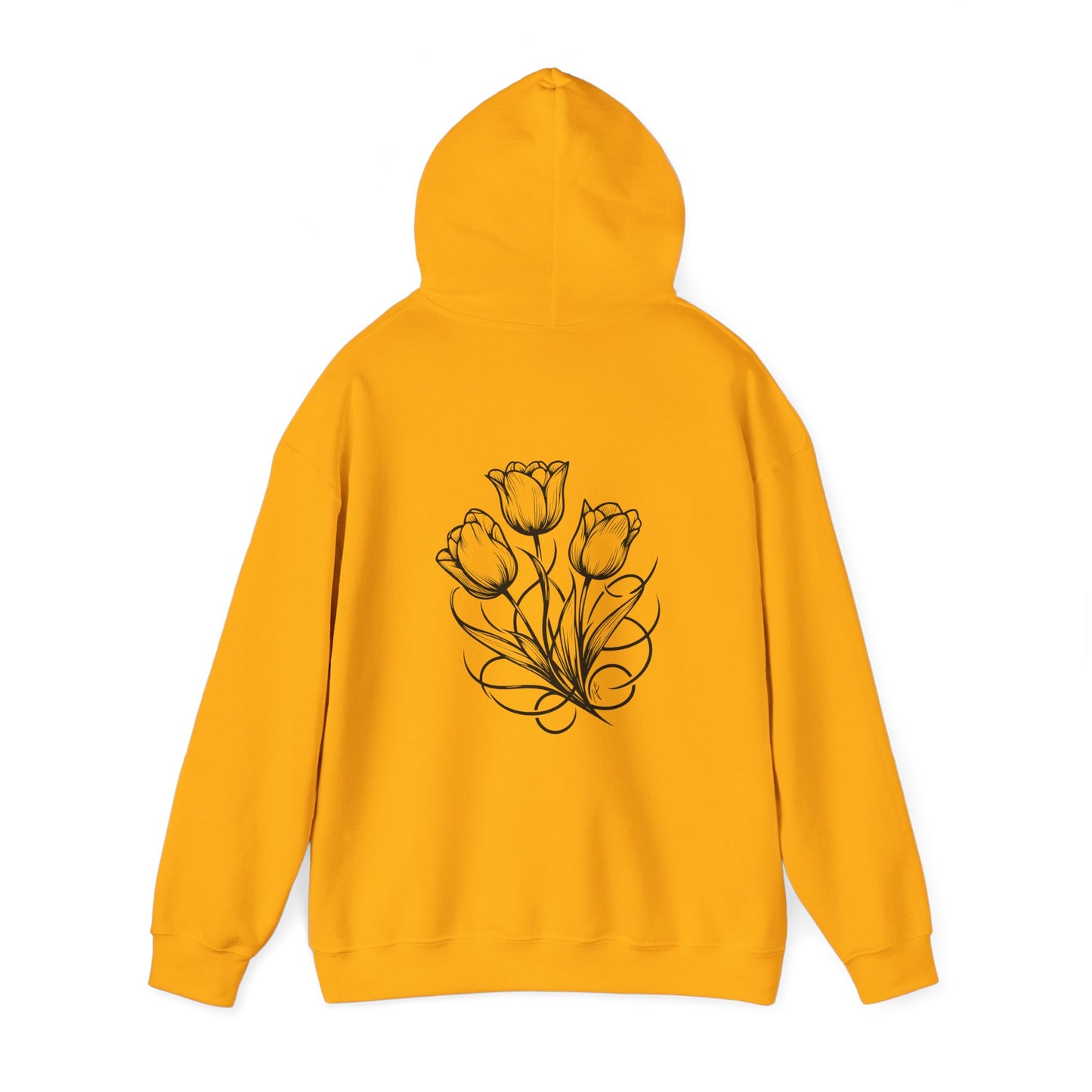 Tulip bunch, Tattoo style Hoodie, design  on the back