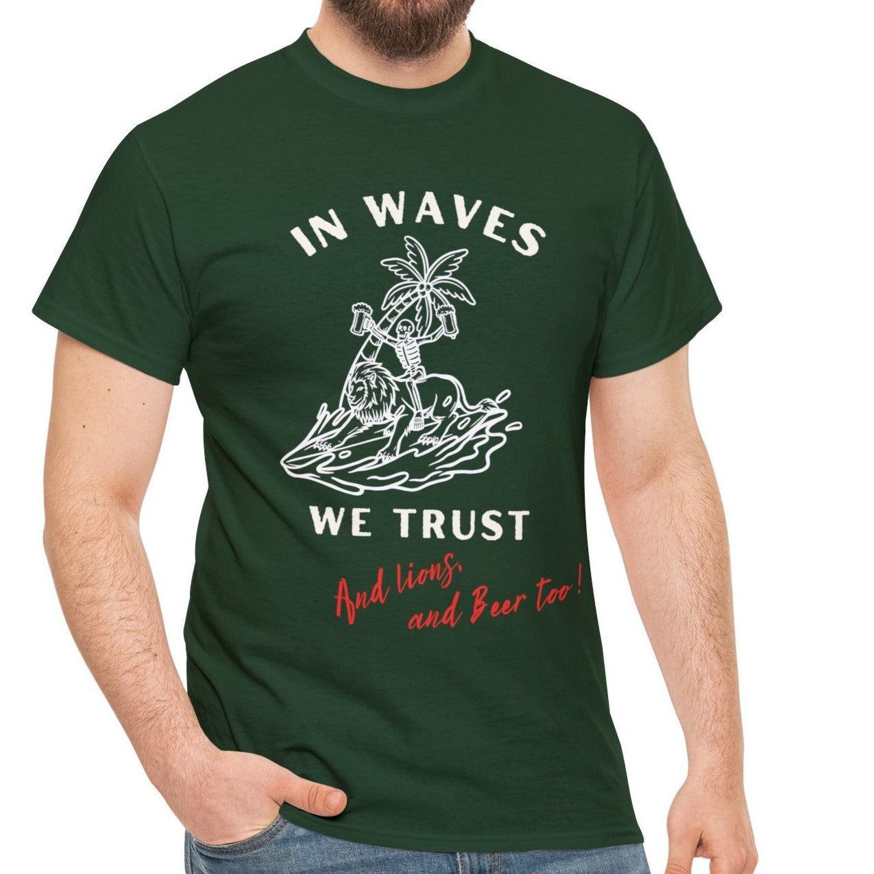 Waves and beer  Heavy Cotton Tee