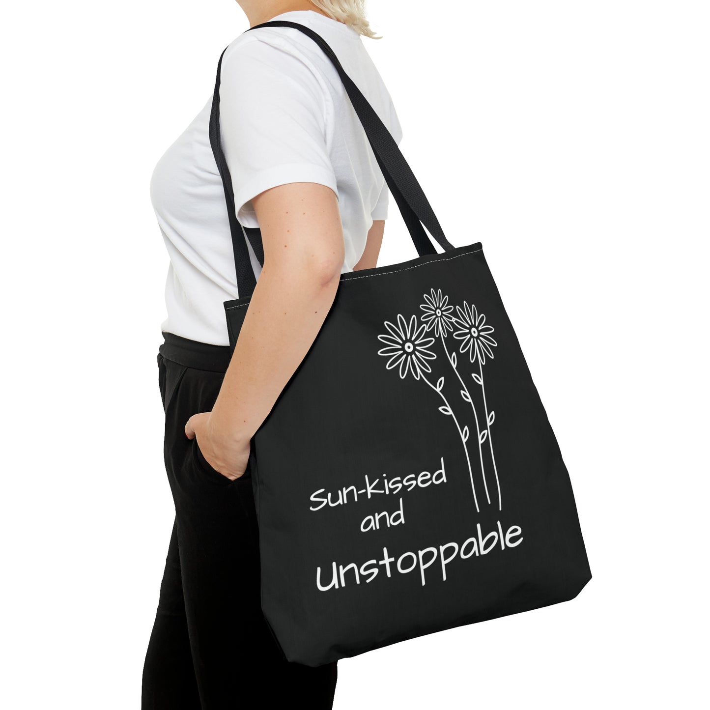 big black tote bag that will hold all your essentials for your next beach trip or women empowerment event, cool gift for mom, nice present for girfriend