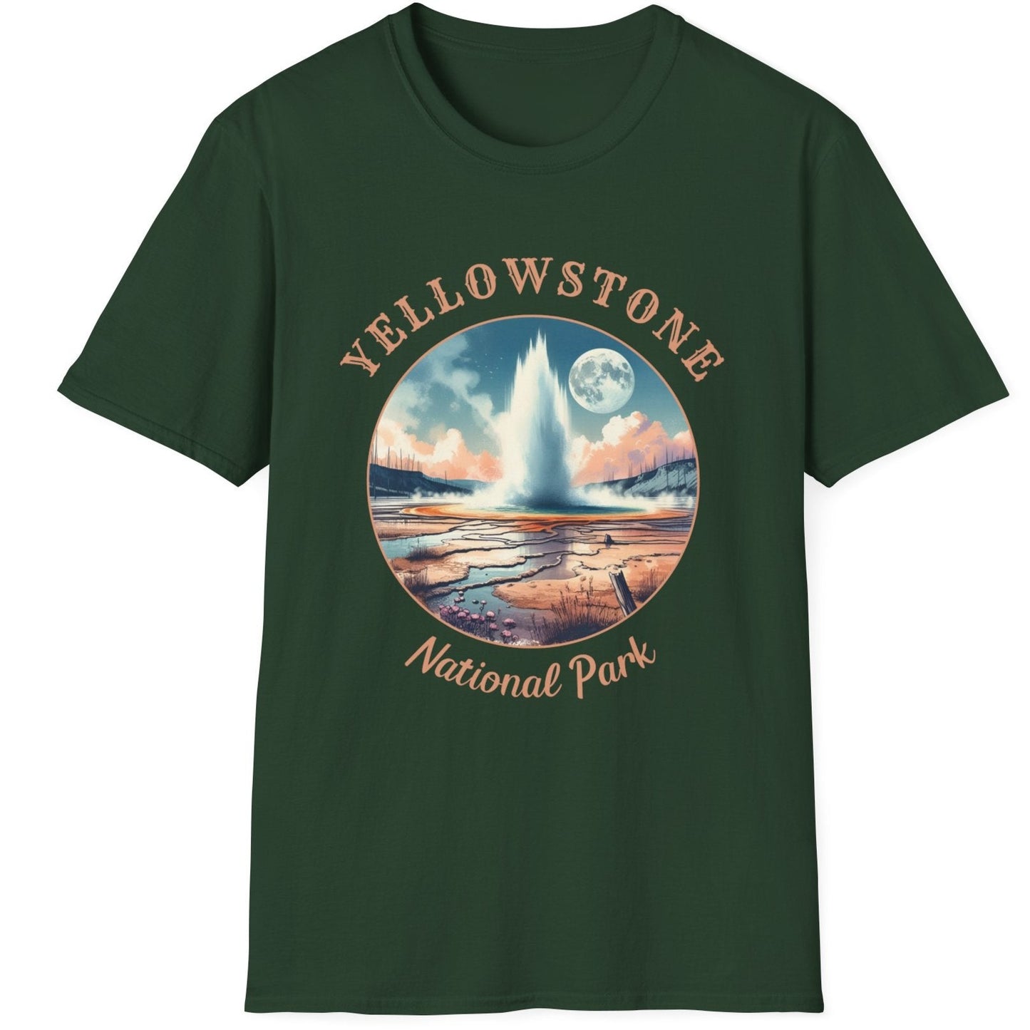 Yellow park forest green tee cool gift for boyfriend, nice gift for wife and her wild adventure through np in usa, great statement shirt for wildlife preservation supporters and enthusiasts