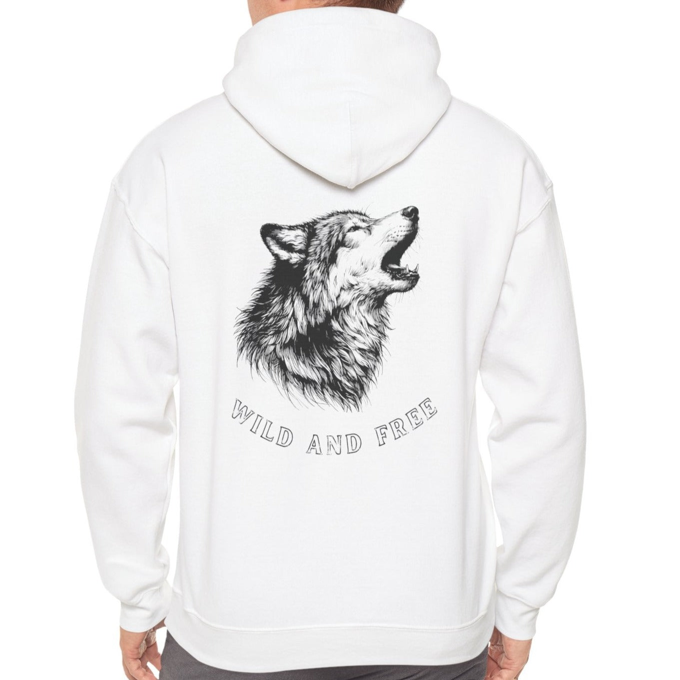 Wild and Free, Male Wolf Hoodie