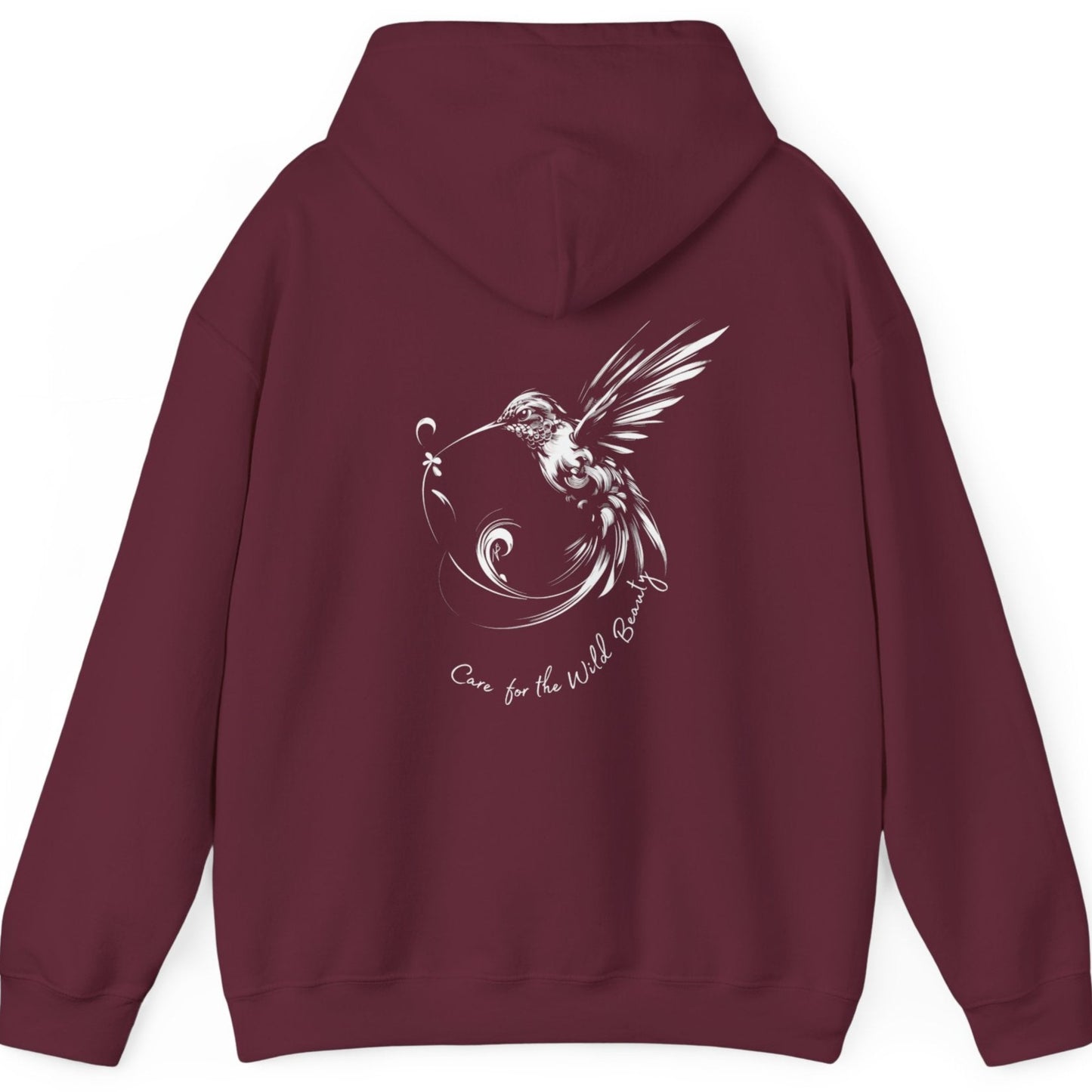 Care for the Wild Beauty, Hummingbird Hoodie, design on the back