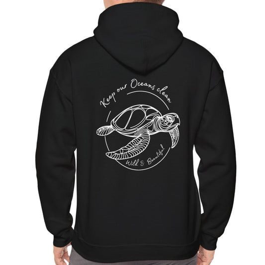 turtle hoodie black, mans blvck hooded sweatshirt, hawaiian motives