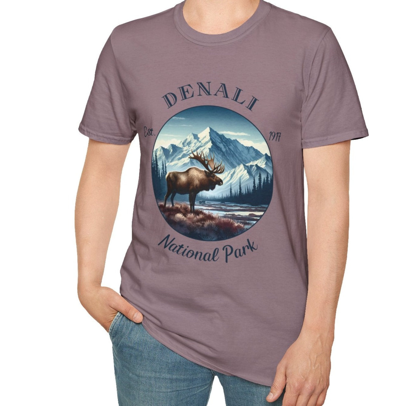 us Denali national park t-shirt nice gift for girlfriend, mindful present for husband on journey to us np, apparel to live wild life and love us national parks, brown shirt, purple t shirt