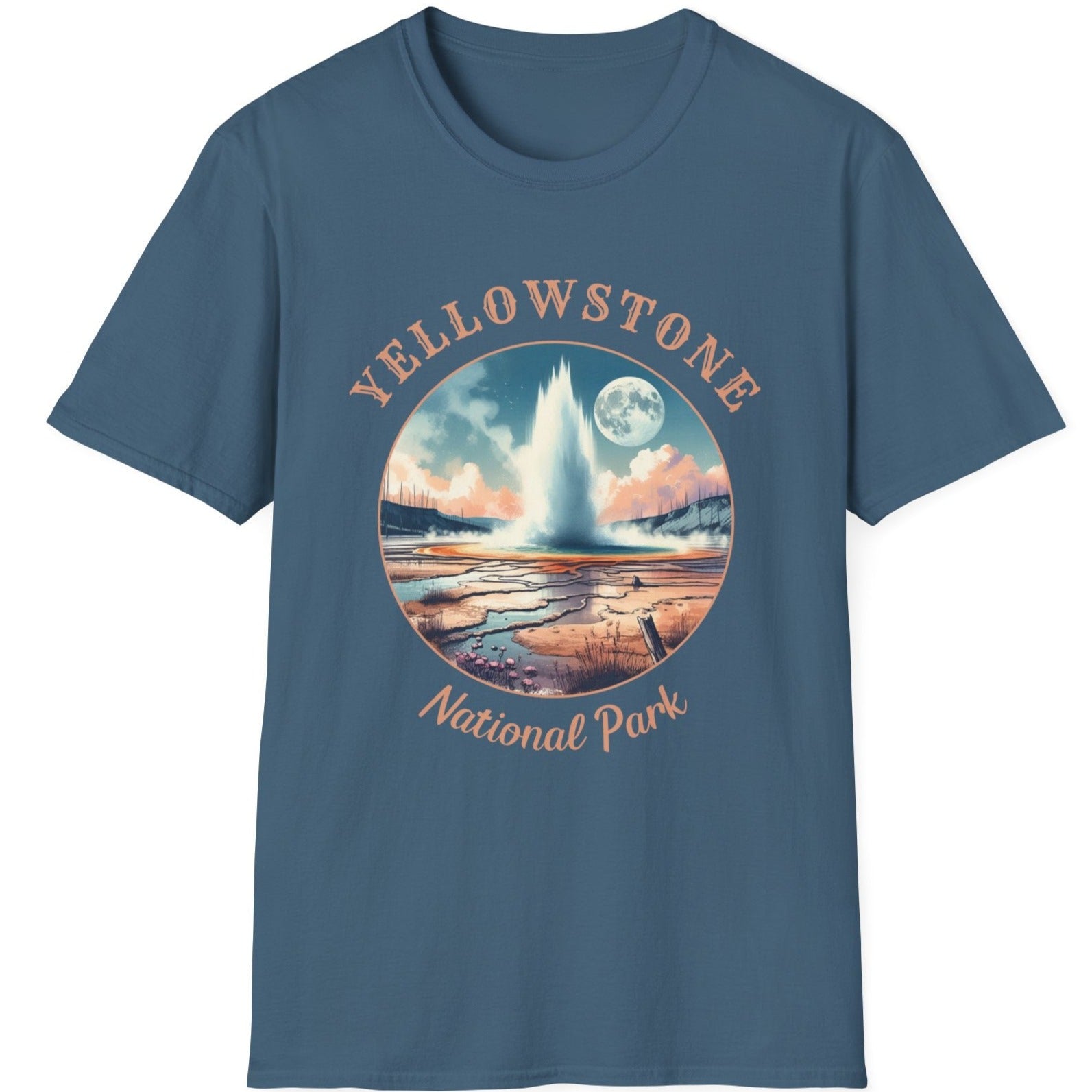 us yellowstone  blue t-shirt great gift for girlfriend, mindful present for husband emberking on his journey to us np, apparel for those who live wild life and love us national parks