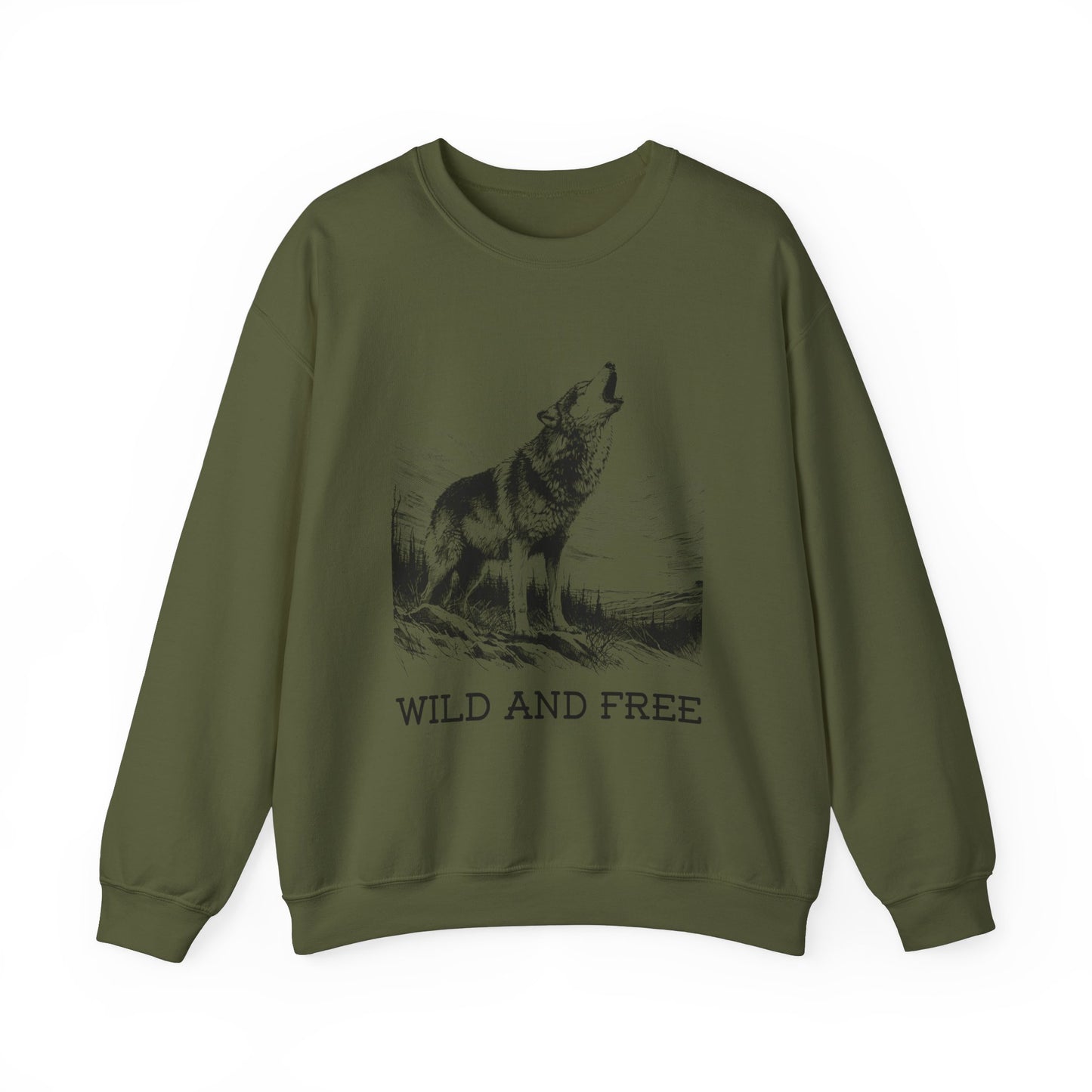 Wild and Free, Wolf Crewneck Sweatshirt