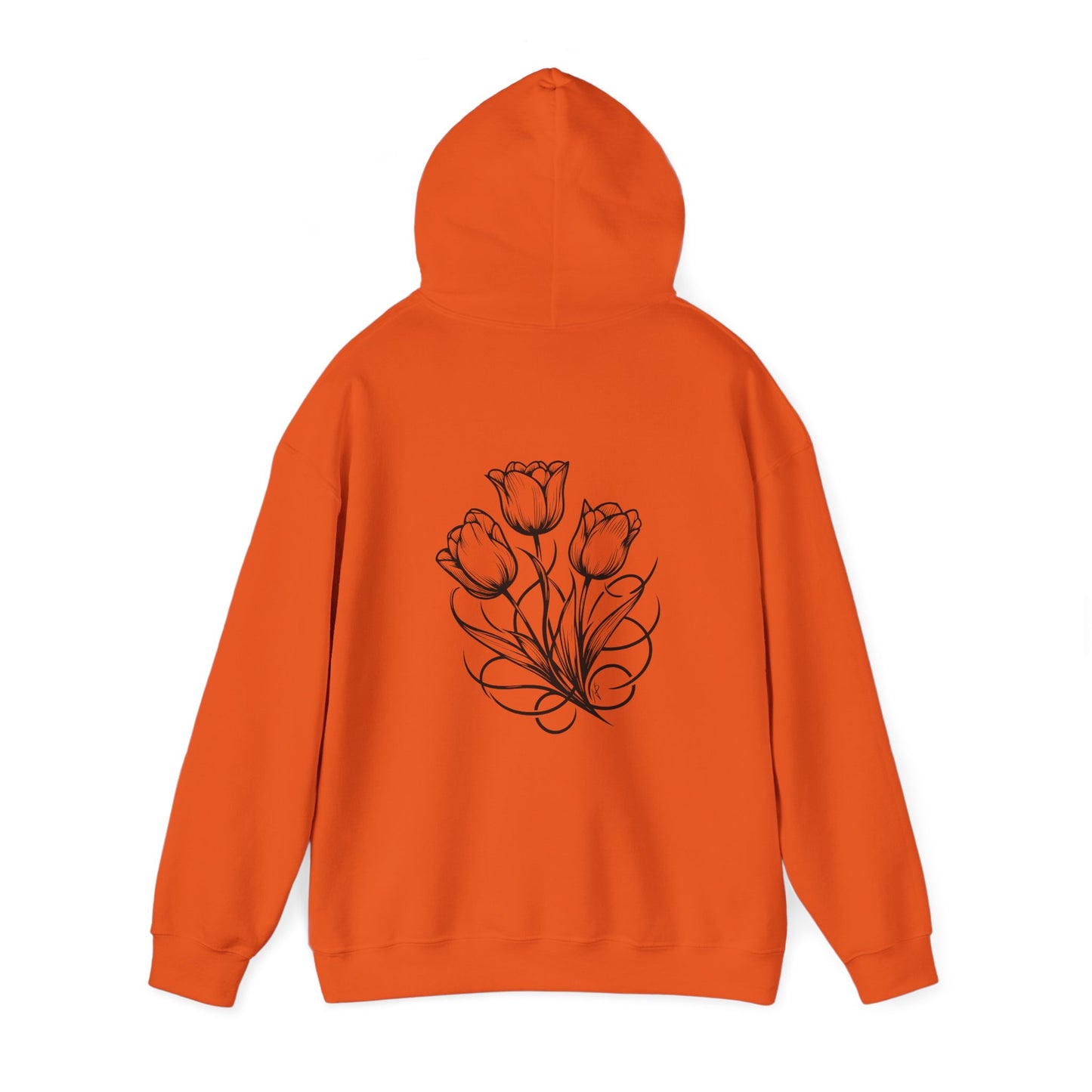 Tulip bunch, Tattoo style Hoodie, design  on the back