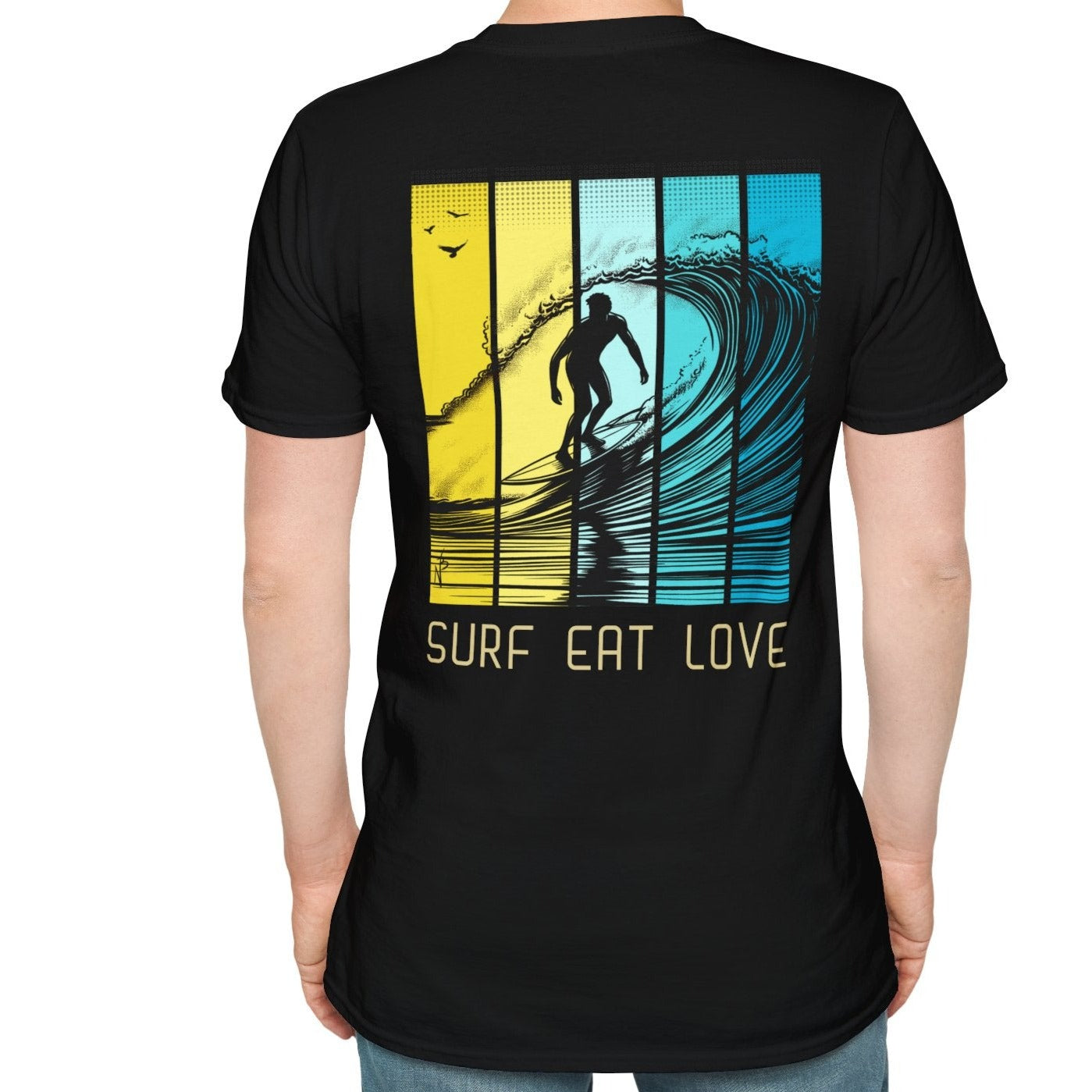 Surf Eat Love T-Shirt, design on the back