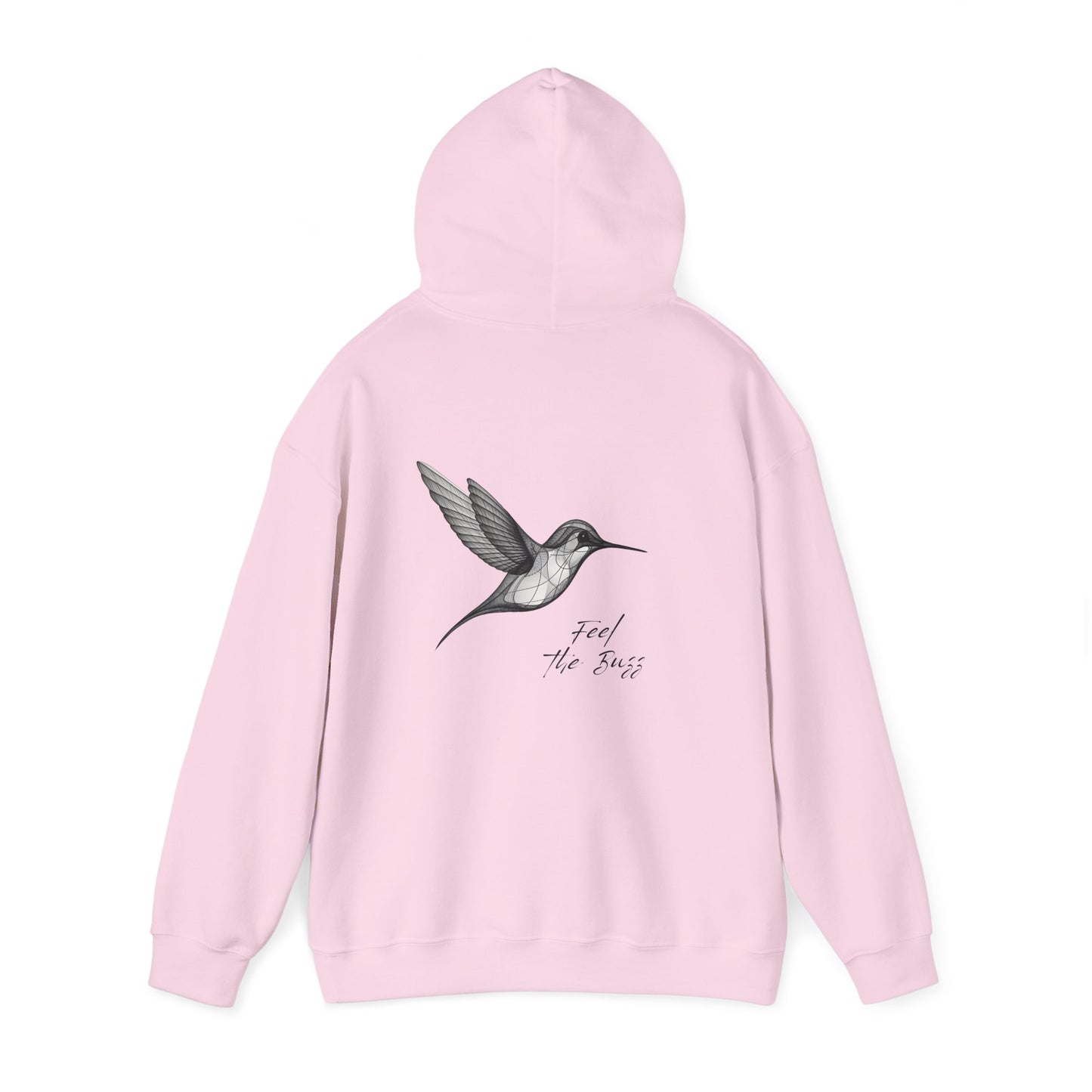 Feel the Buzz, Hummingbird hoodie, design on the back